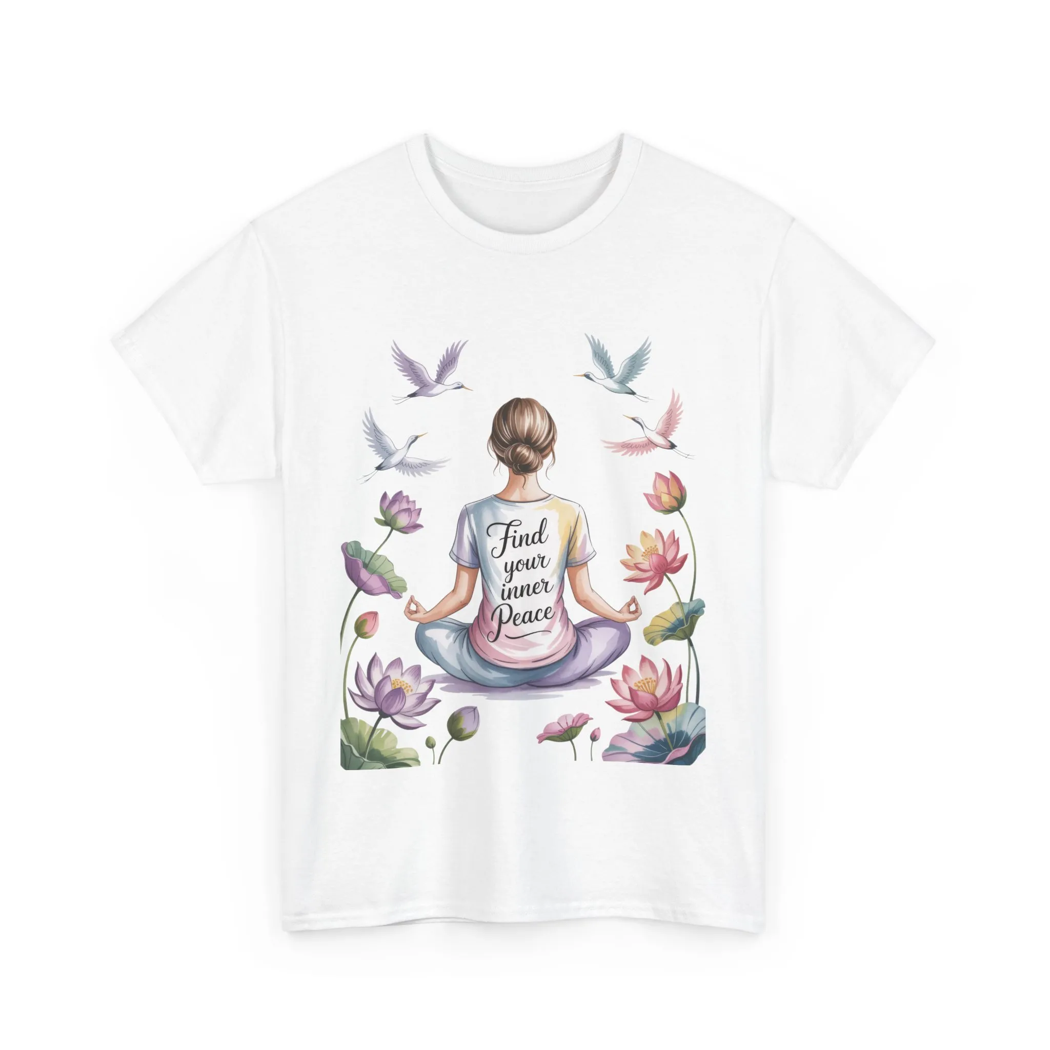 Find Your Inner Peace Womens Heavy Cotton Tee, Motivational Shirt, Meditation Apparel, Relaxation Gift, Casual Wear, Mindfulness Tee - Image 2