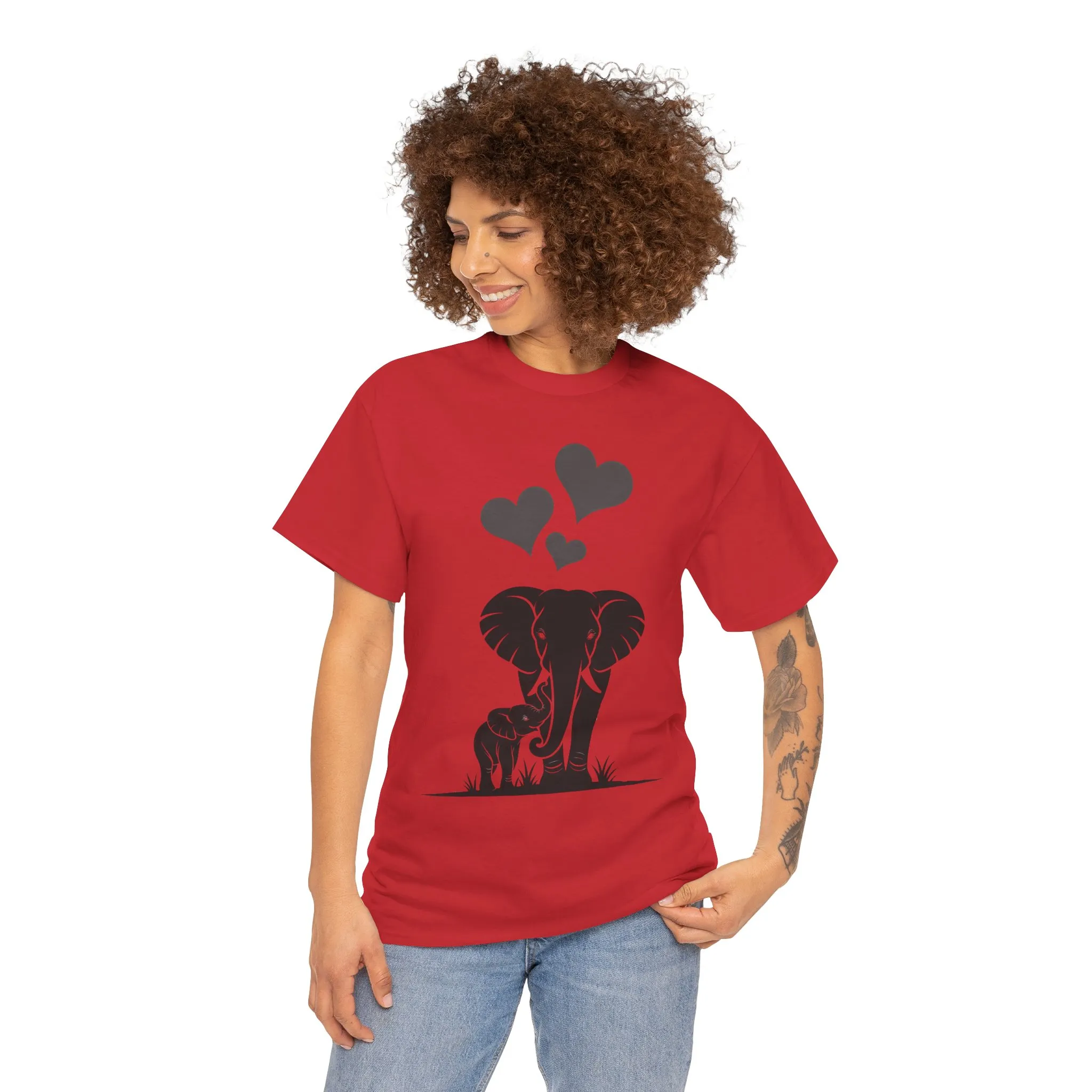 Elephant Mom and Baby T-Shirt, Elephant Love Cotton Tee, Cute Animal Shirt, Animal Lover Gift, Cute Minimalist Elephant Design - Image 26