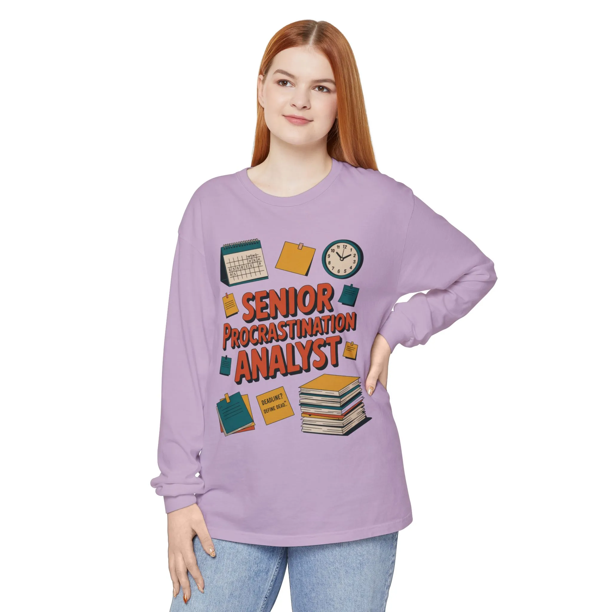 Senior Procrastination Analyst Long Sleeve Tee, Funny Work Shirt,Gift for Analysts, Office Humor, Meme Long Sleeve, Motivation Humor Apparel - Image 28