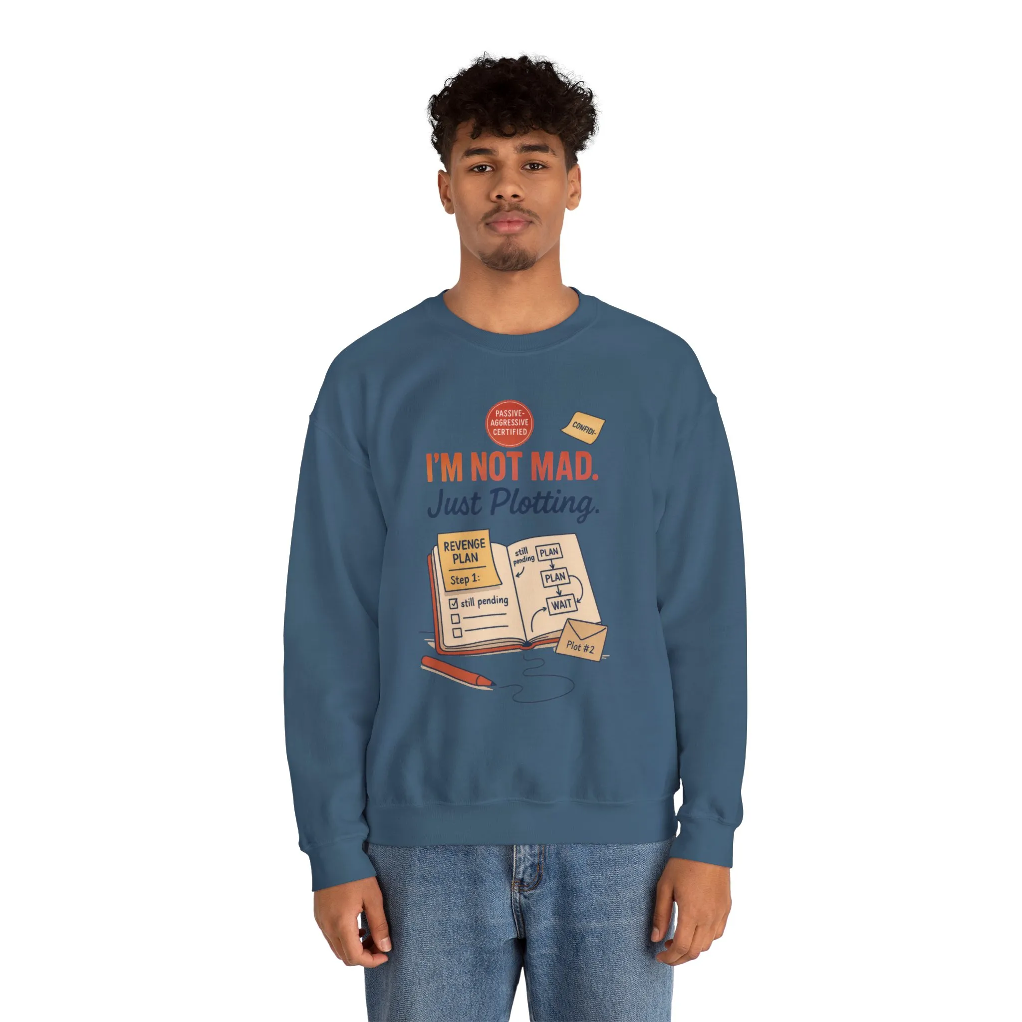 Funny Mens Revenge Sweatshirt, Im Not Mad Just Plotting, Passive Aggressive Sarcastic Crewneck for Him - Image 32