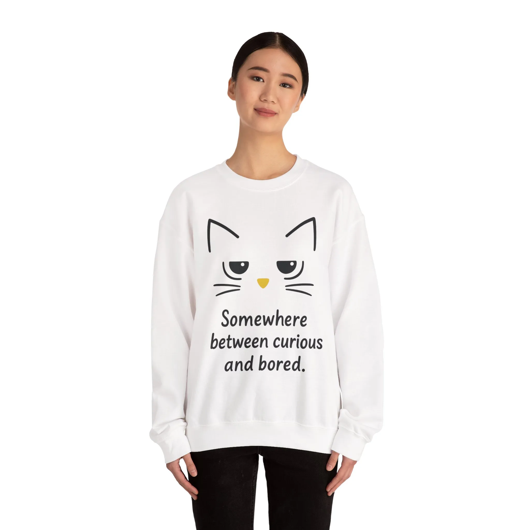 Whimsical Cat Crewneck Womens Sweatshirt, Cozy Relaxed Wear, Perfect Gift for Cat Lovers, Casual Everyday Style - Image 5