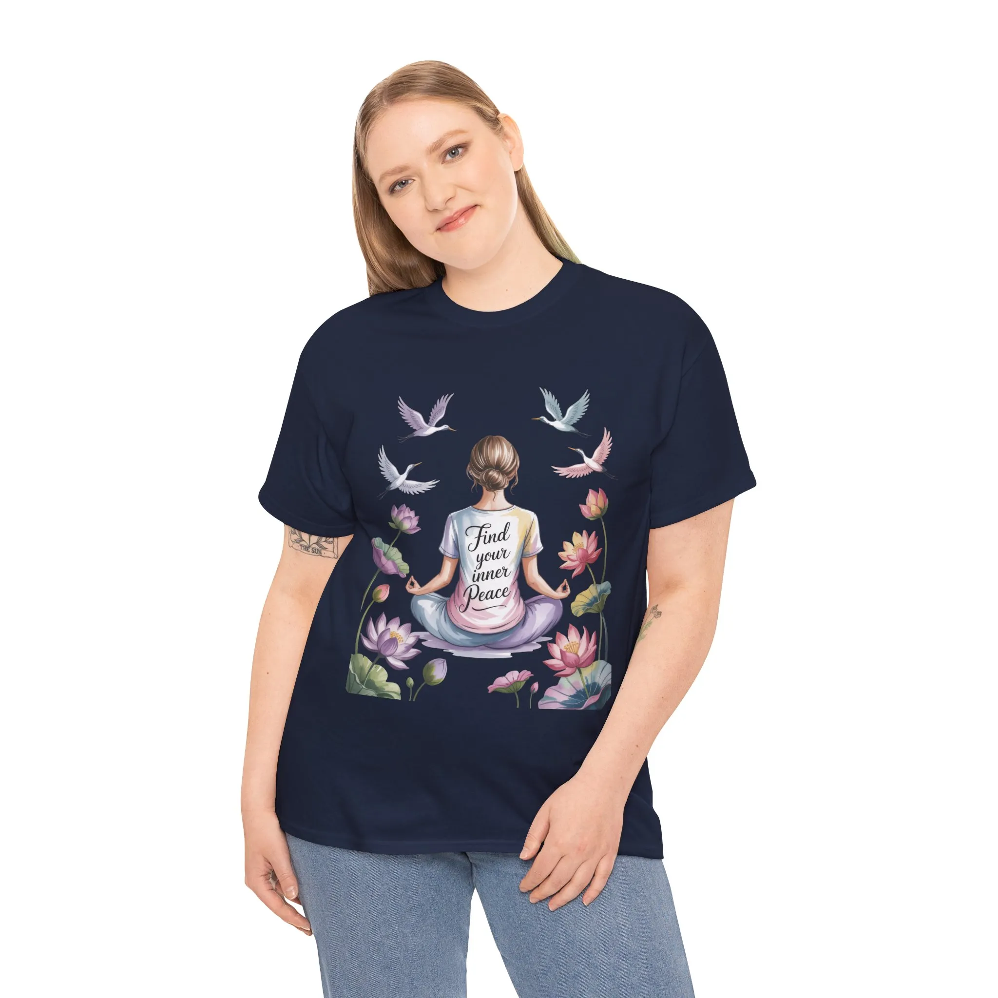 Find Your Inner Peace Womens Heavy Cotton Tee, Motivational Shirt, Meditation Apparel, Relaxation Gift, Casual Wear, Mindfulness Tee - Image 21