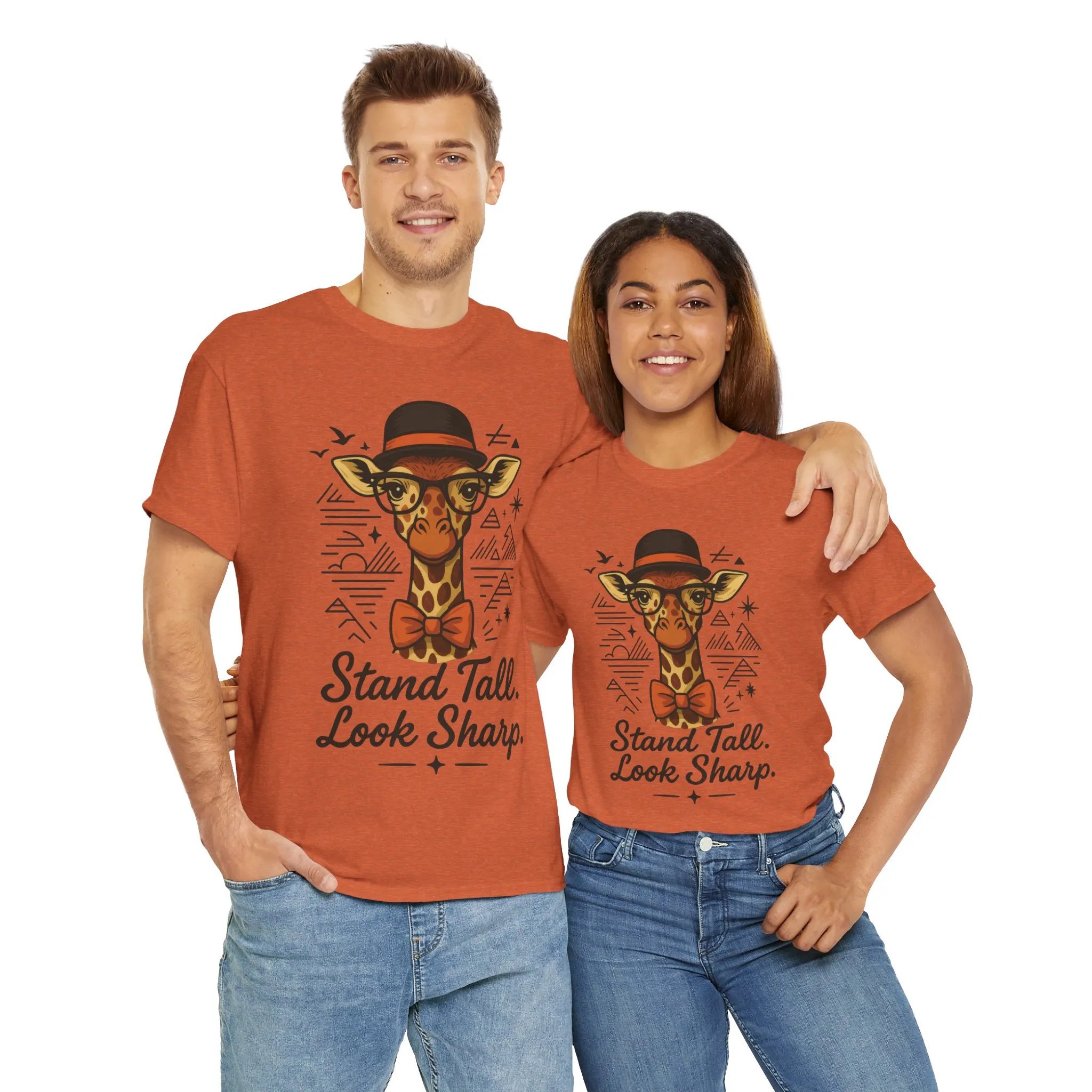Hipster Giraffe T-Shirt with Hat and Glasses, Whimsical Giraffe Tee, Fun Gift, Cute Graphic Shirt, Unisex Heavy Cotton Tee - Image 6