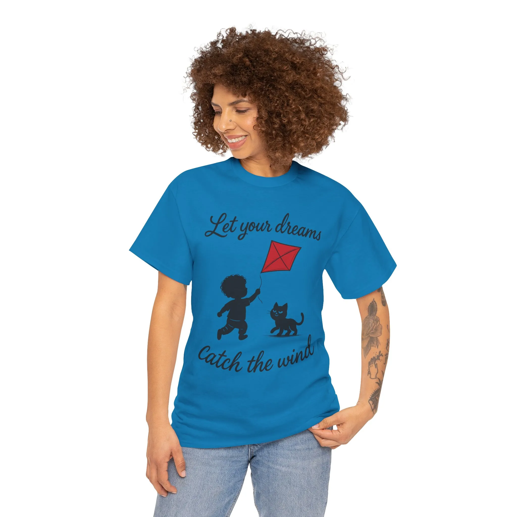 Cute Kid and Cat Design T-Shirt, Playful Gift for Cat Lovers, Summer Style, Cat Lover T-Shirt, Gift for Cat Owners, Women's Cotton T-Shirt - Image 32