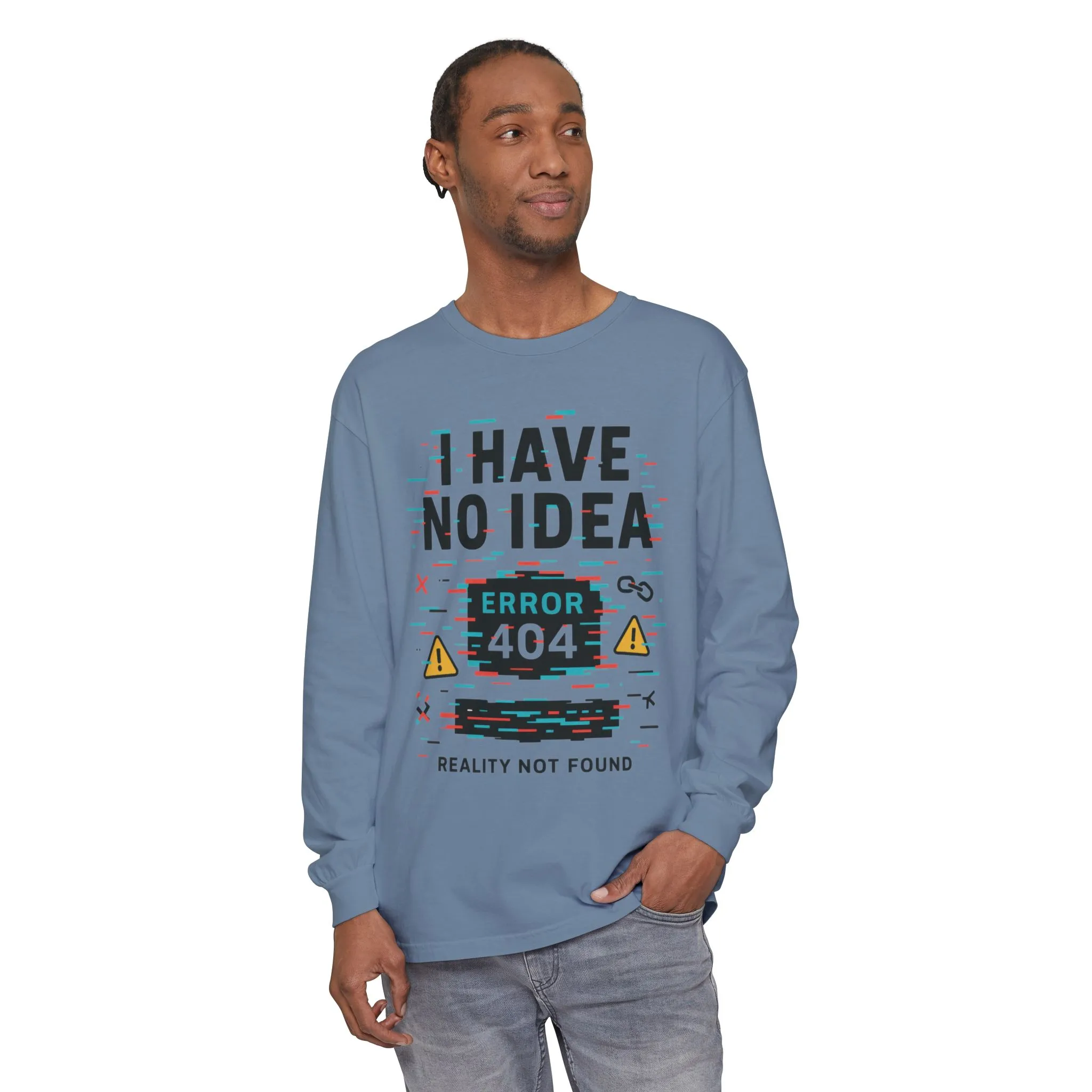 Unisex Long Sleeve T-Shirt, Funny Error 404 Graphic Tee, Internet Humor, Geeky Apparel, Quirky Humor Shirt, Gift for Tech Lovers - Image 17