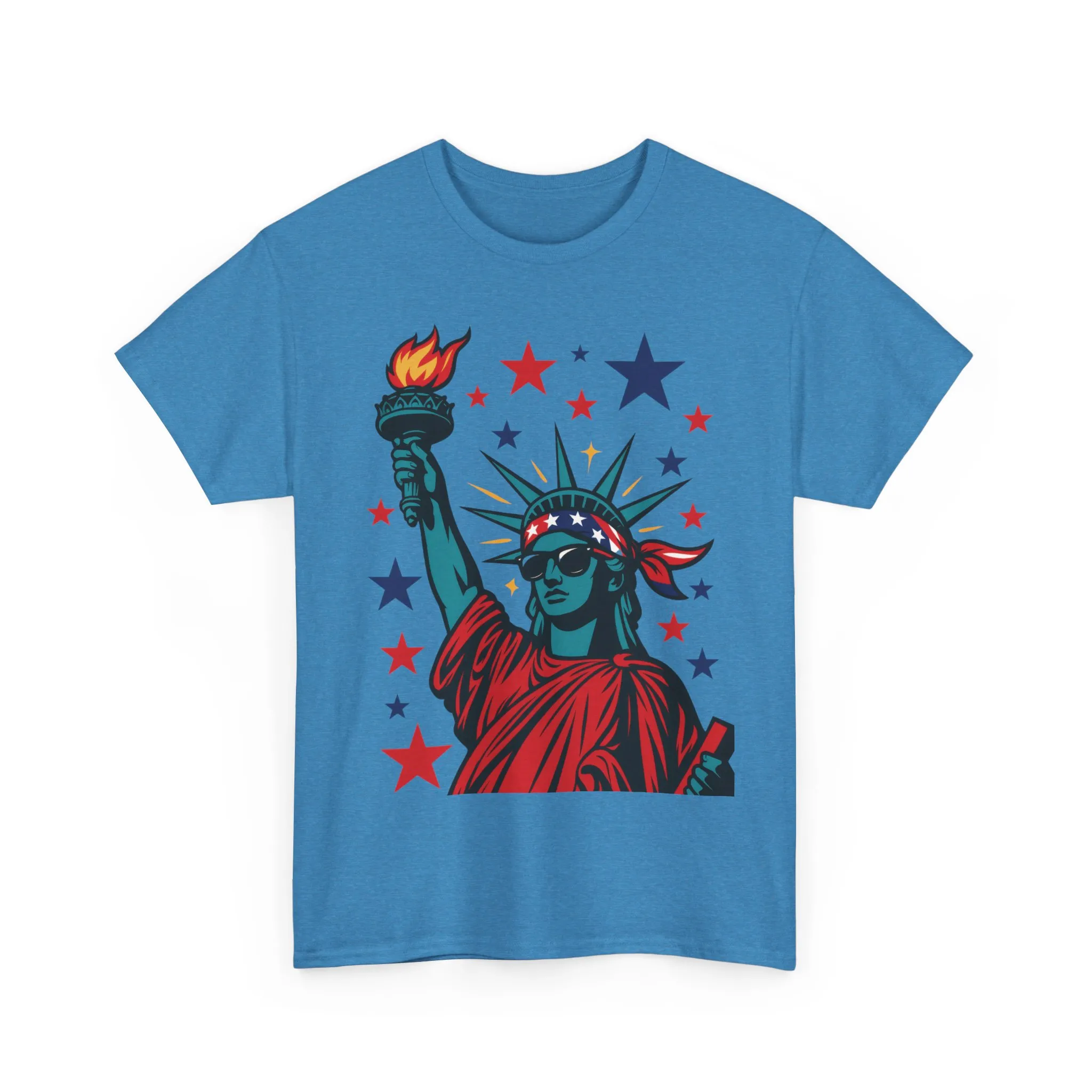 Lady Liberty Pop Art T-Shirt, Patriotic 4th of July Womens Tee, Retro USA Bandana Statue Shirt - Image 31