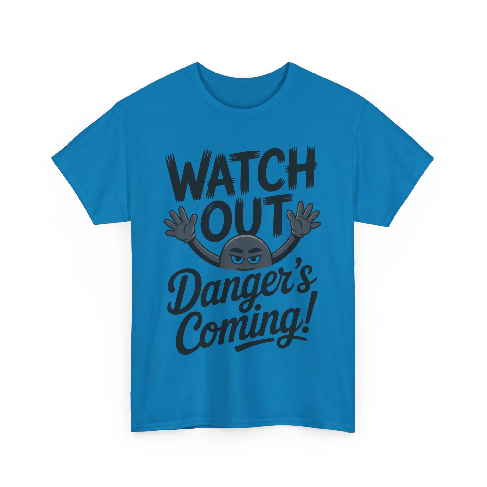 Funny "Watch Out" Cartoon Character T-Shirt, Sketch Style Unisex Heavy Cotton Tee, Minimalist Humorous Graphic Tee, Gift for Him/Her - Image 29