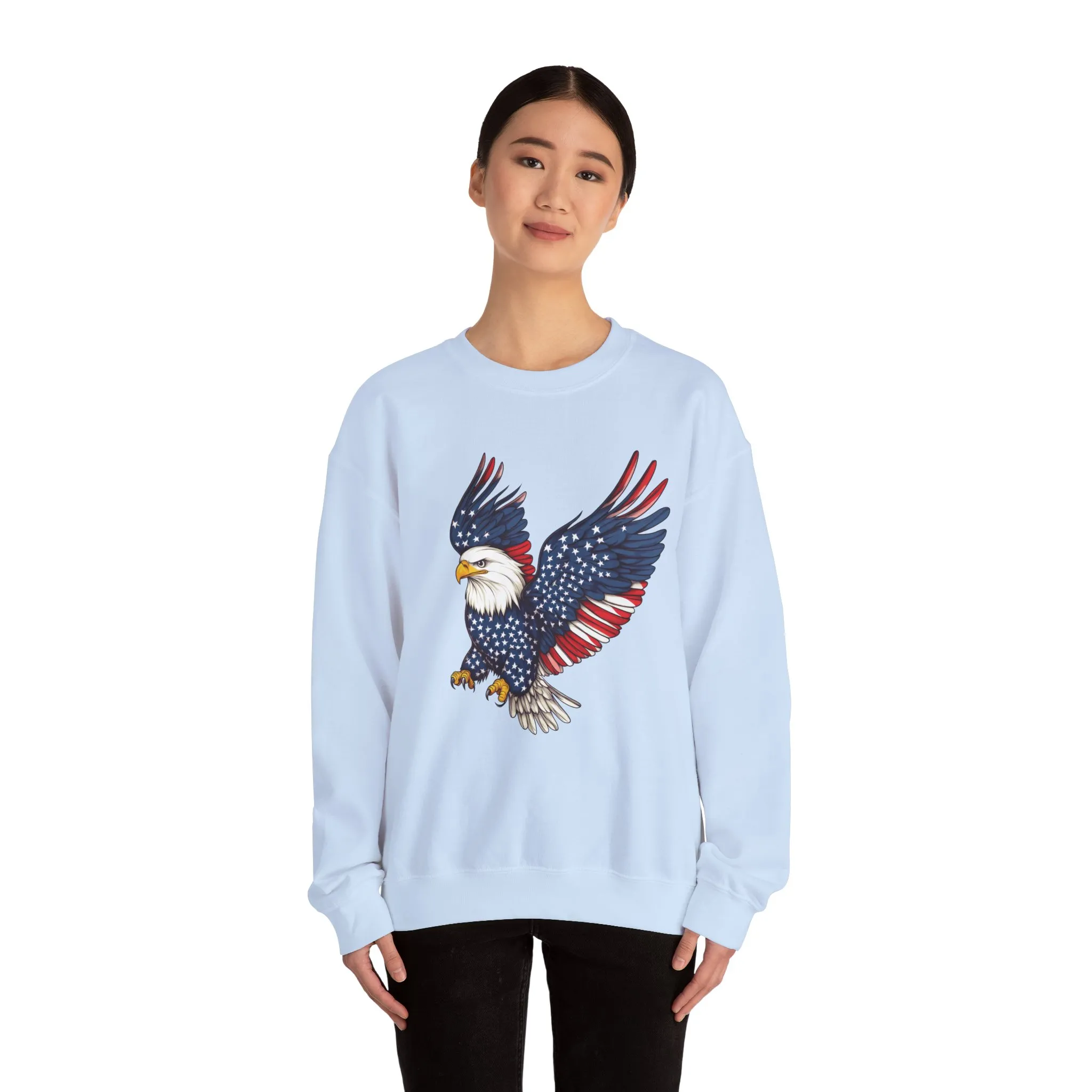 Patriotic Eagle Sweatshirt, Unisex Crewneck, USA Pride Apparel, Cozy Everyday Wear, Perfect for Independence Day, Gift for Patriots - Image 2