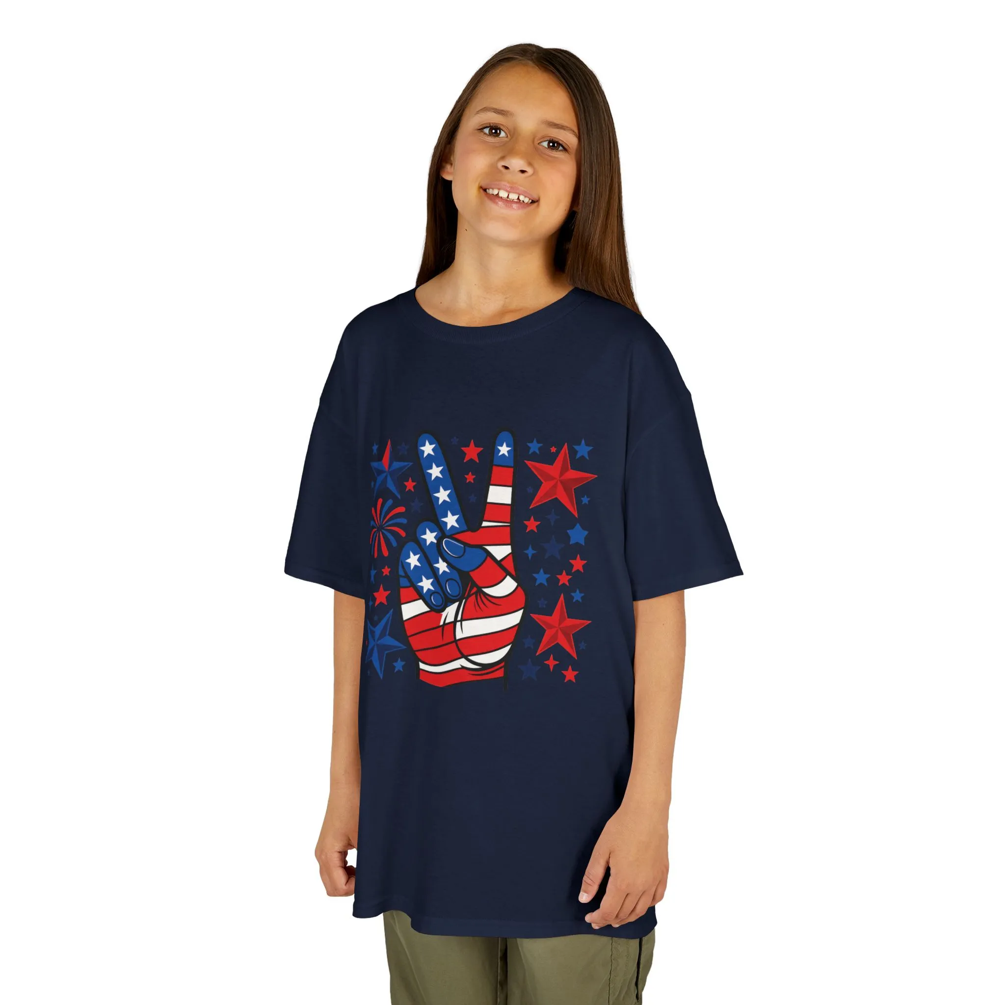Kids Peace Sign Tee, Patriotic Children's T-Shirt, Americana Style Tee, July 4th Outfit, Independence Day Gift, Star-Spangled Shirt - Image 26