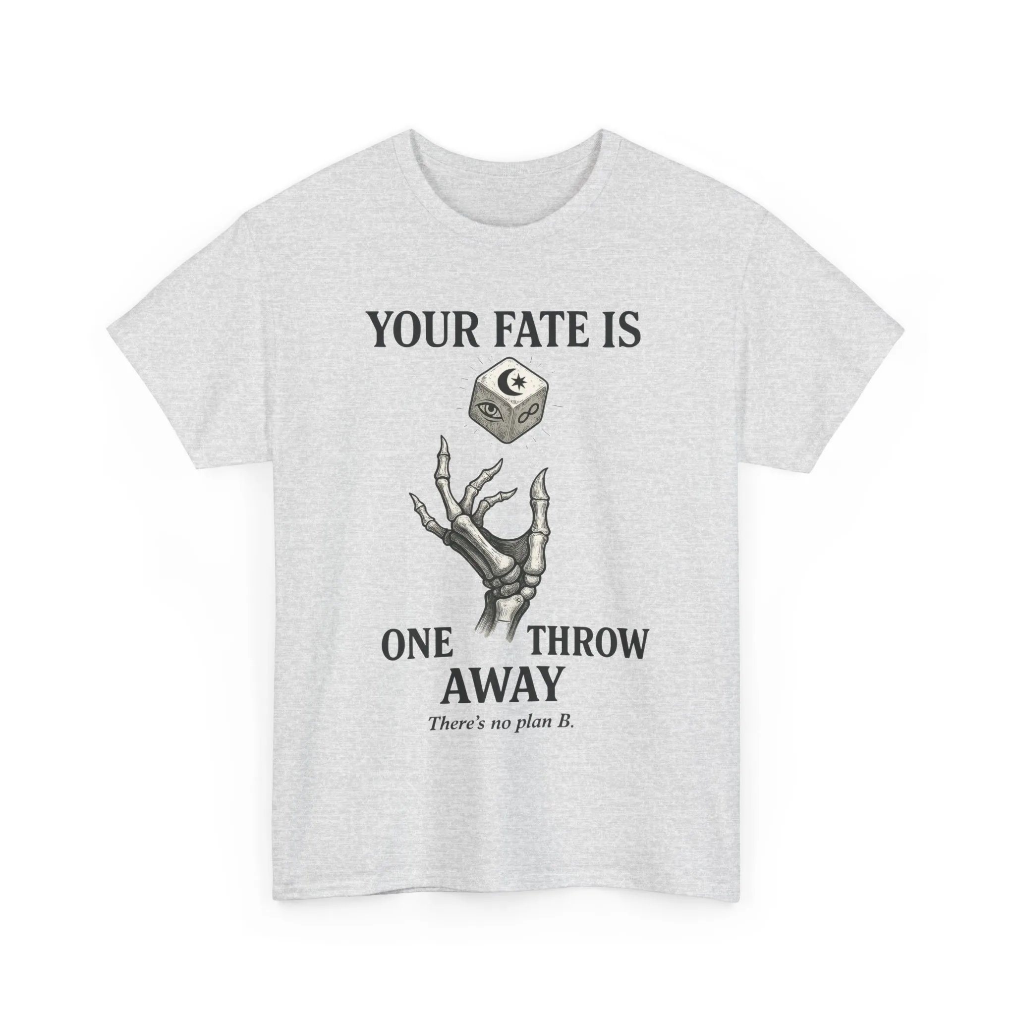 Your Fate Mens Heavy Cotton Tee, Skeleton Dice Graphic T-Shirt, Trendy Gift for Gamers, Gambling Tee, Unique Quote Apparel - Image 4