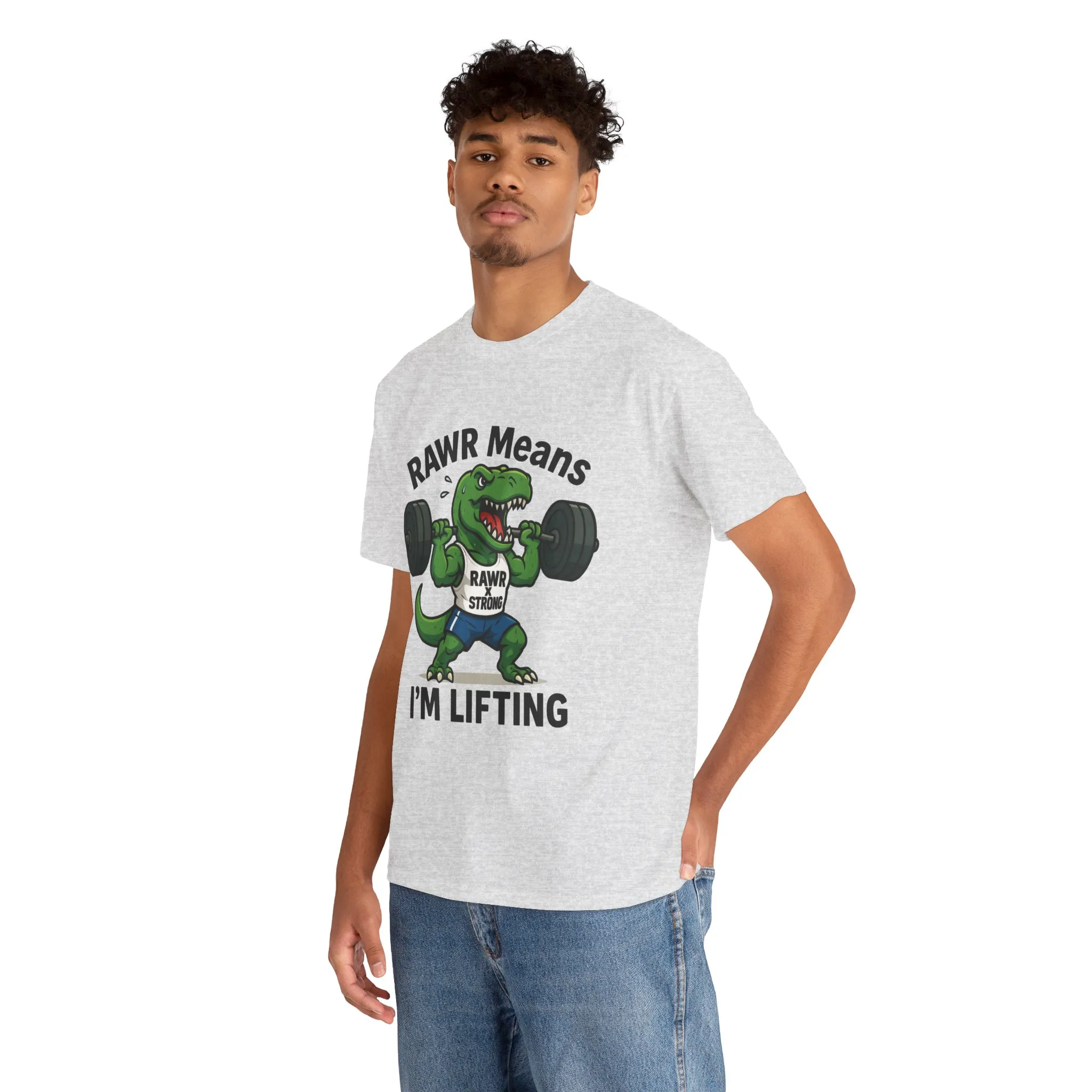 RAWR Gym Shirt for Men, Funny Dinosaur Lifting Tee, Workout Dino Fitness Gift, Barbell Humor Shirt, Motivational T-Shirt, Activewear - Image 6