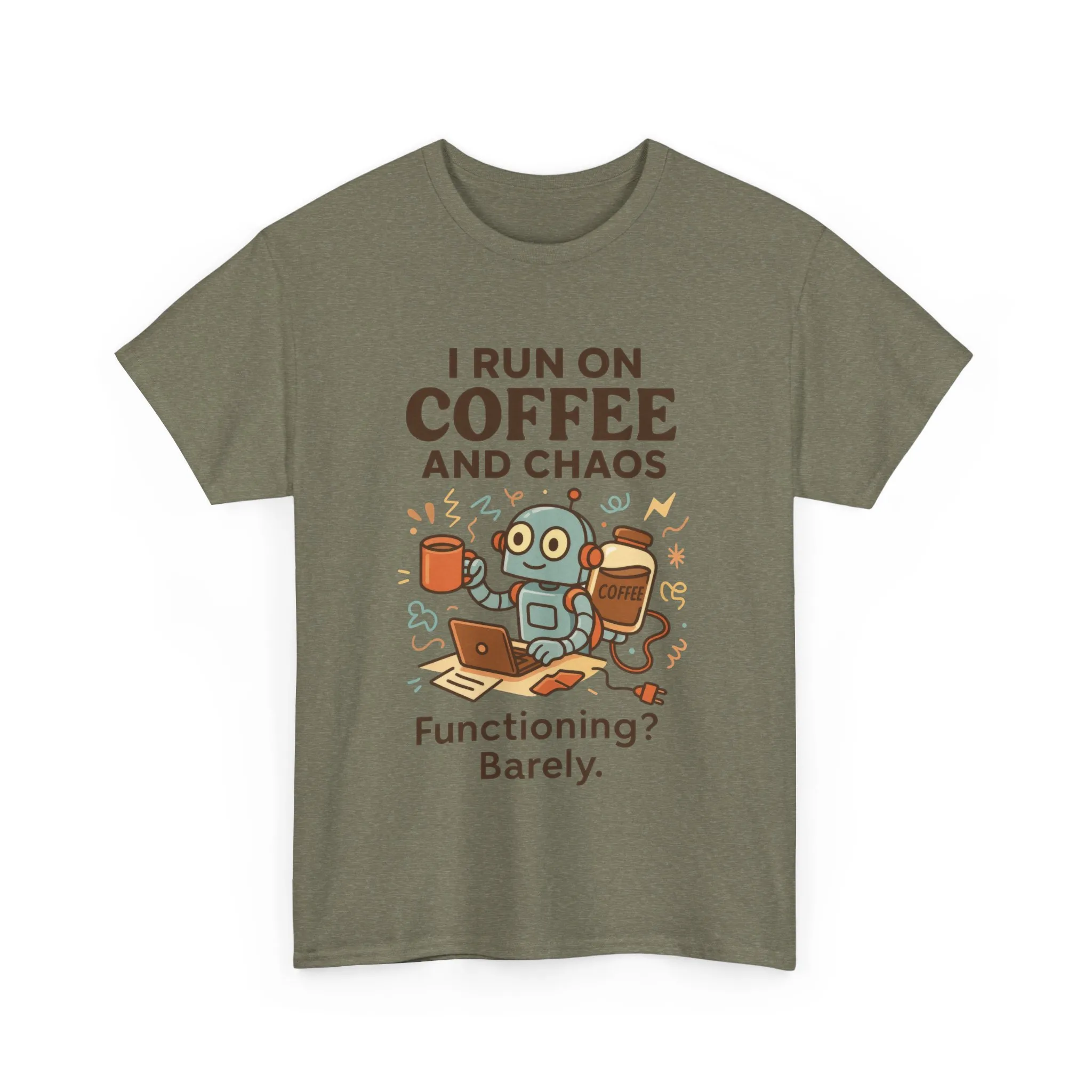 I Run on Coffee and Chaos Unisex Heavy Cotton Tee, Funny Coffee Lover Shirt, Gift for Him/Her, Work from Home Humor Tee, Relaxed Fit [...] - Image 16