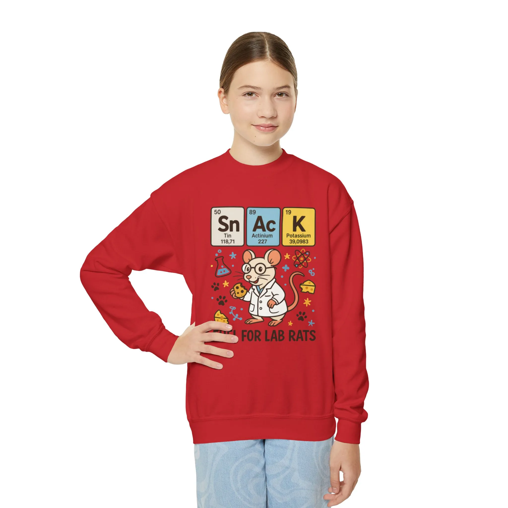 Youth Crewneck Sweatshirt - Fuel for Lab Rats, Cute Science Gift, Adorable Sweatshirt for Kids, Science Enthusiasts, Lab Rat Love - Image 20
