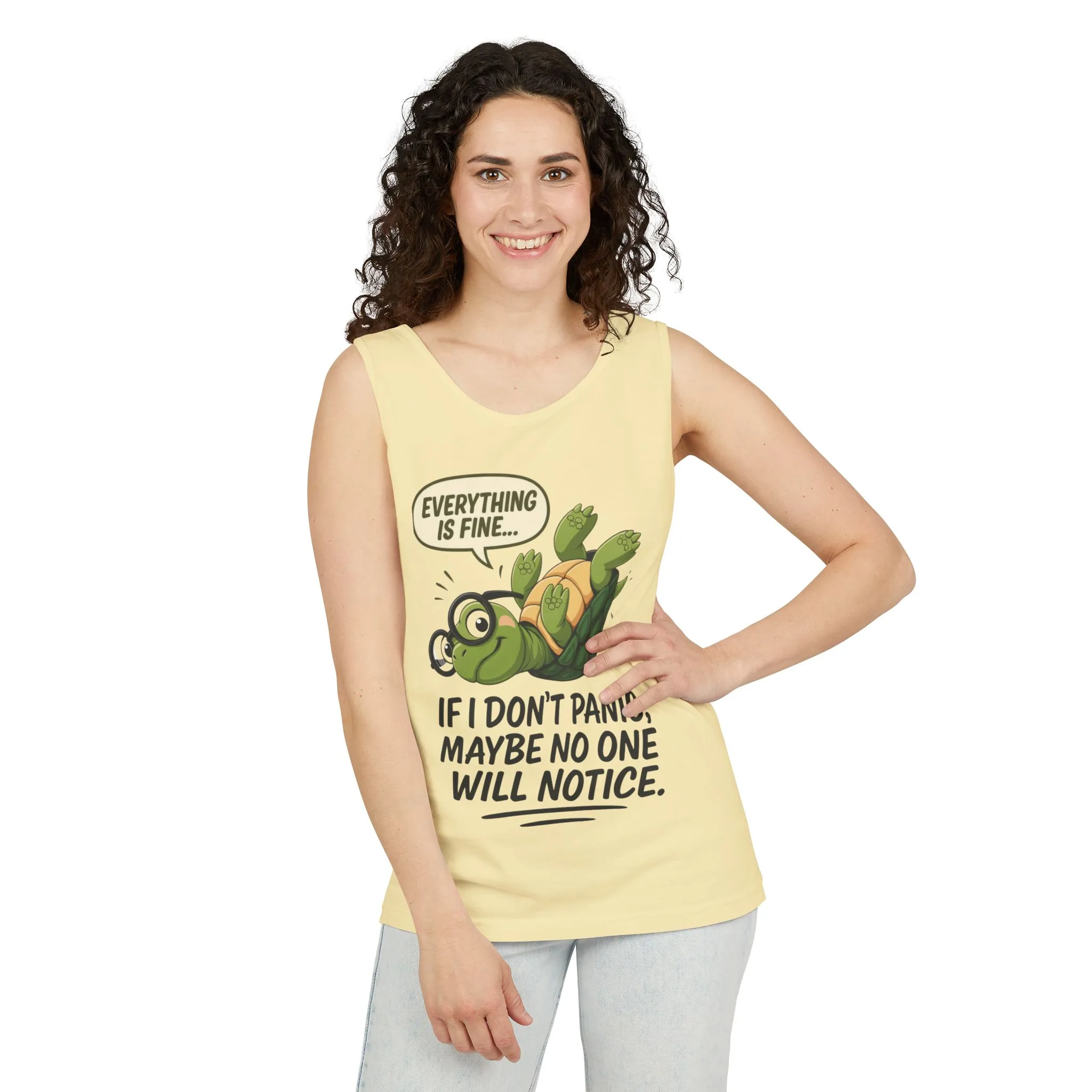 Funny Turtle Womens Tank Top, Everything is Fine, Womens Summer Apparel, Relaxed Fit, Pool Party, Beachwear, Humorous Gift - Image 24
