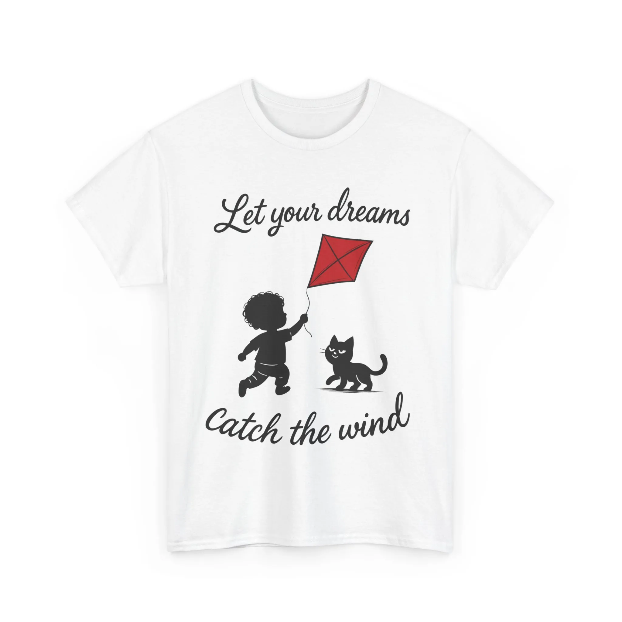 Cute Kid and Cat Design T-Shirt, Playful Gift for Cat Lovers, Summer Style, Cat Lover T-Shirt, Gift for Cat Owners, Women's Cotton T-Shirt - Image 4