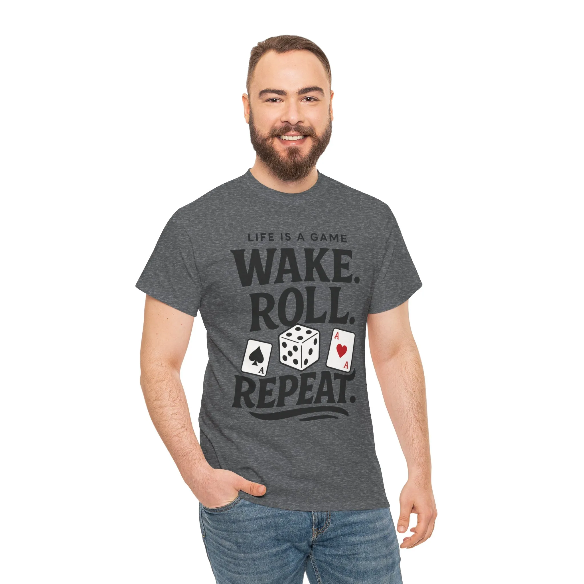 Game On Unisex Heavy Cotton Tee, Perfect for Gamers, Funny Dice & Cards Shirt, Unisex Gambling Gift, Birthday Celebrations - Image 14