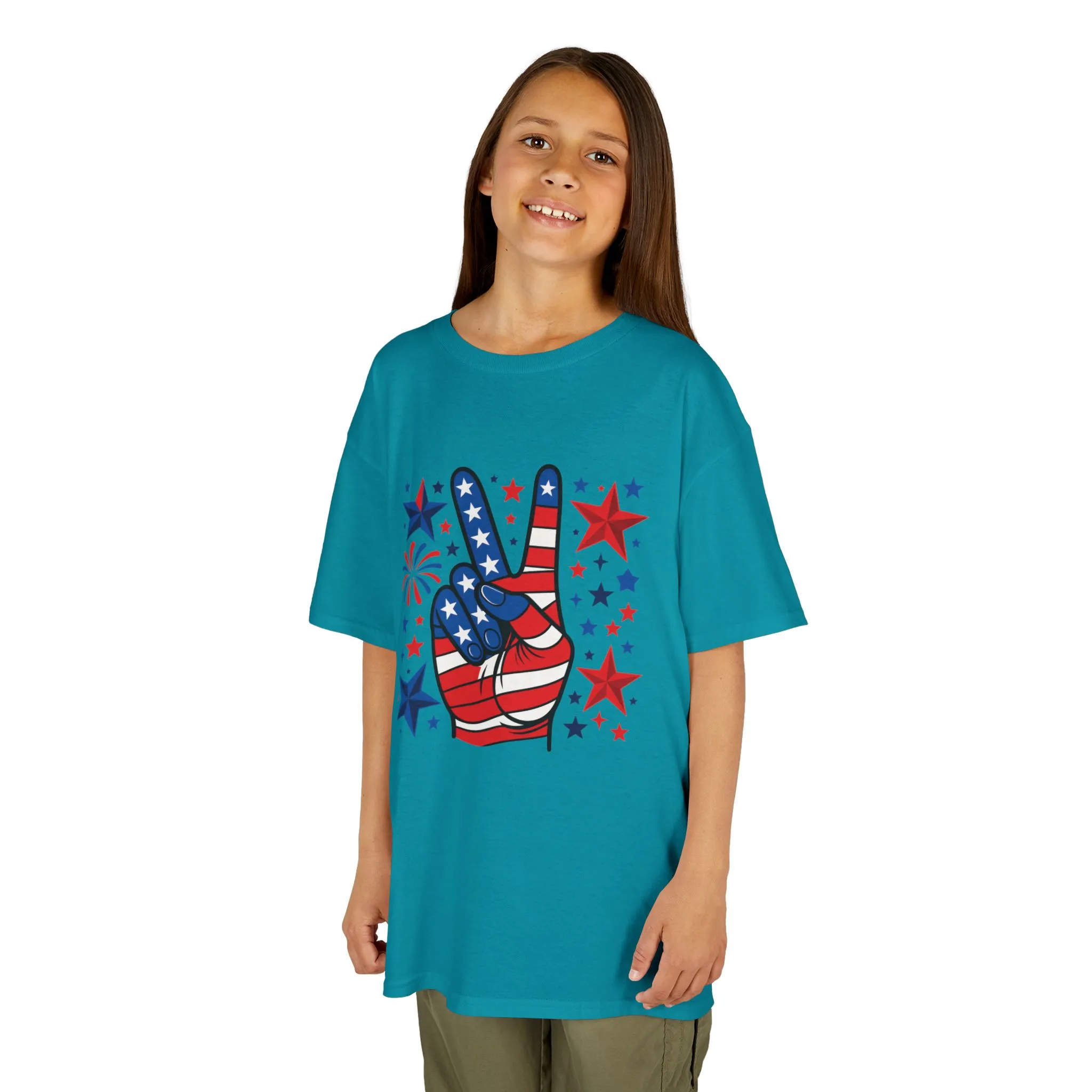 Kids Peace Sign Tee, Patriotic Children's T-Shirt, Americana Style Tee, July 4th Outfit, Independence Day Gift, Star-Spangled Shirt - Image 24