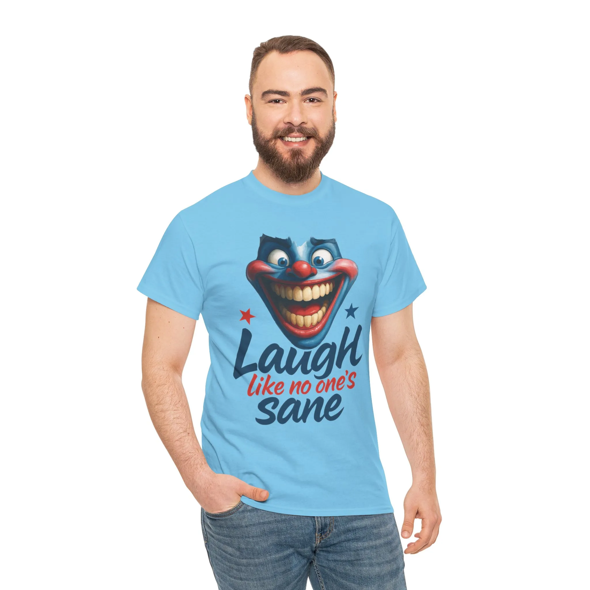 Funny Clown Face Unisex Heavy Cotton Tee, Creepy Clown Face T-Shirt, Humor T-Shirt,Clown Theme Shirt, Funny Horror Graphic Tee - Image 28