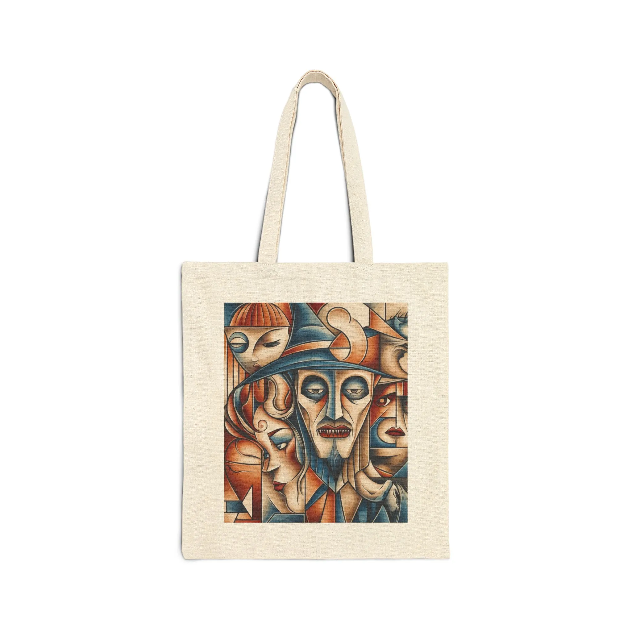 Artistic Tote Bag, Haunting Cubist Faces, Gothic Witchcore Abstract Wall Art, Dark Surreal Vampire Painting, Moody Expressionist Print - Image 2