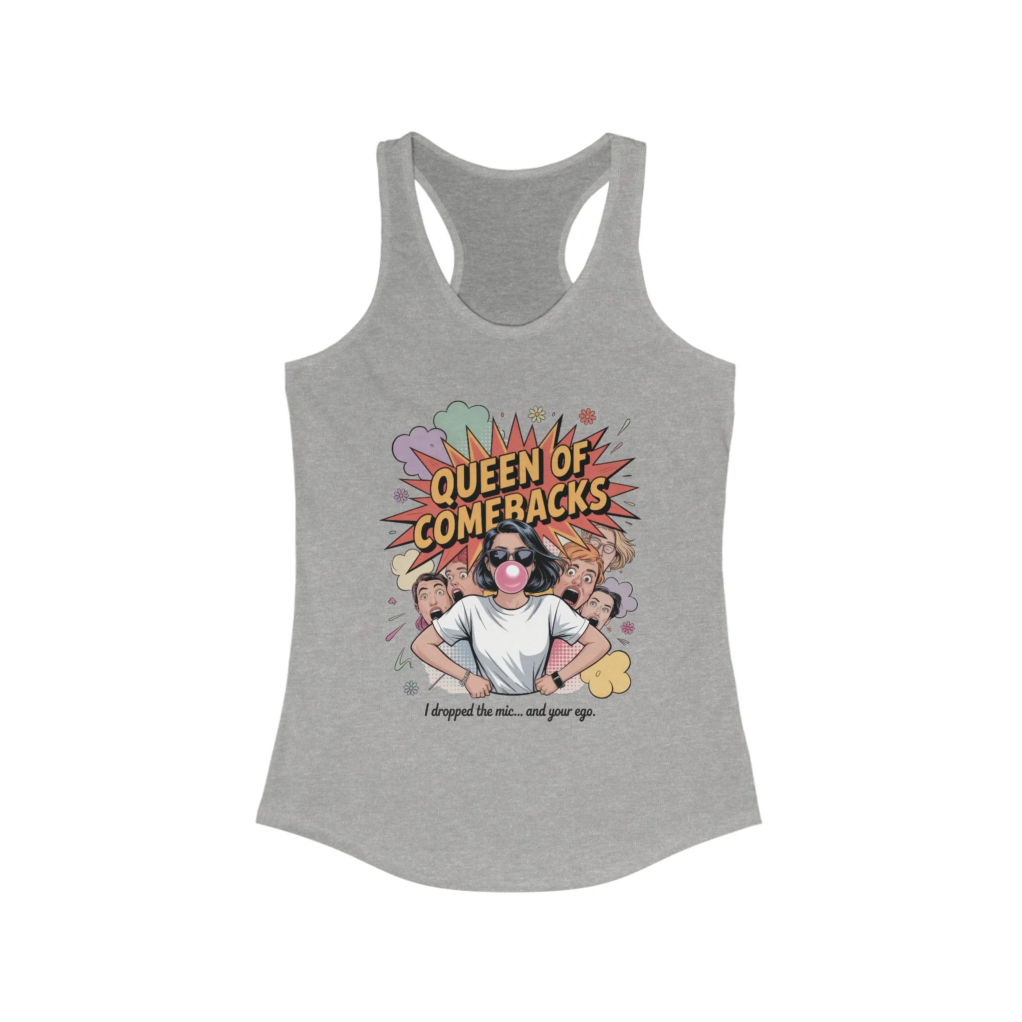 Queen of Comebacks Racerback Tank, Funny Graphic Tee, Gift for Women, Casual Summer Top, Trendy Workout Shirt - Image 5
