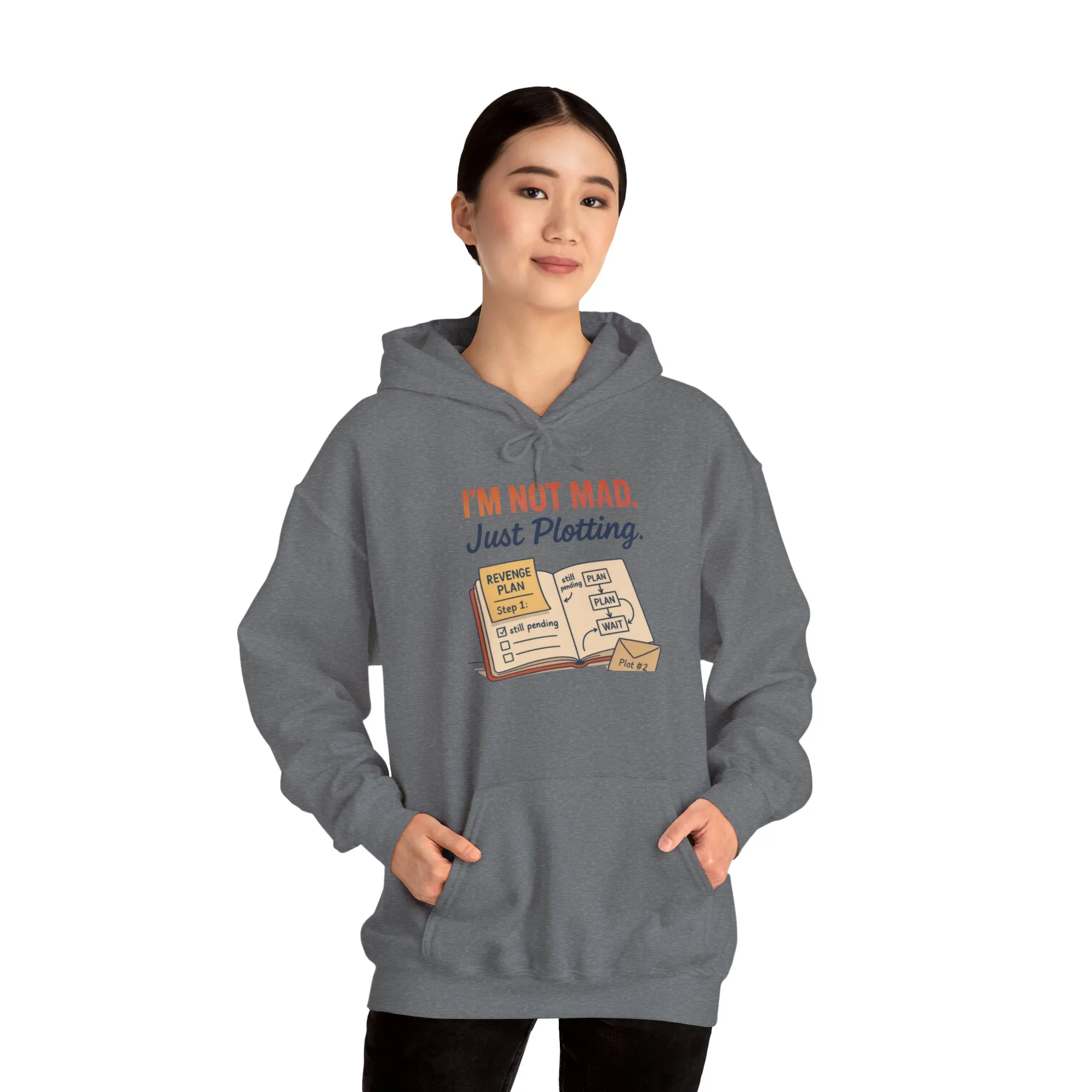 Sarcastic Womens Hoodie, Im Not Mad Just Plotting, Funny Passive Aggressive Sweatshirt Gift, Plotting Humor Hooded Womens Sweatshirt - Image 8