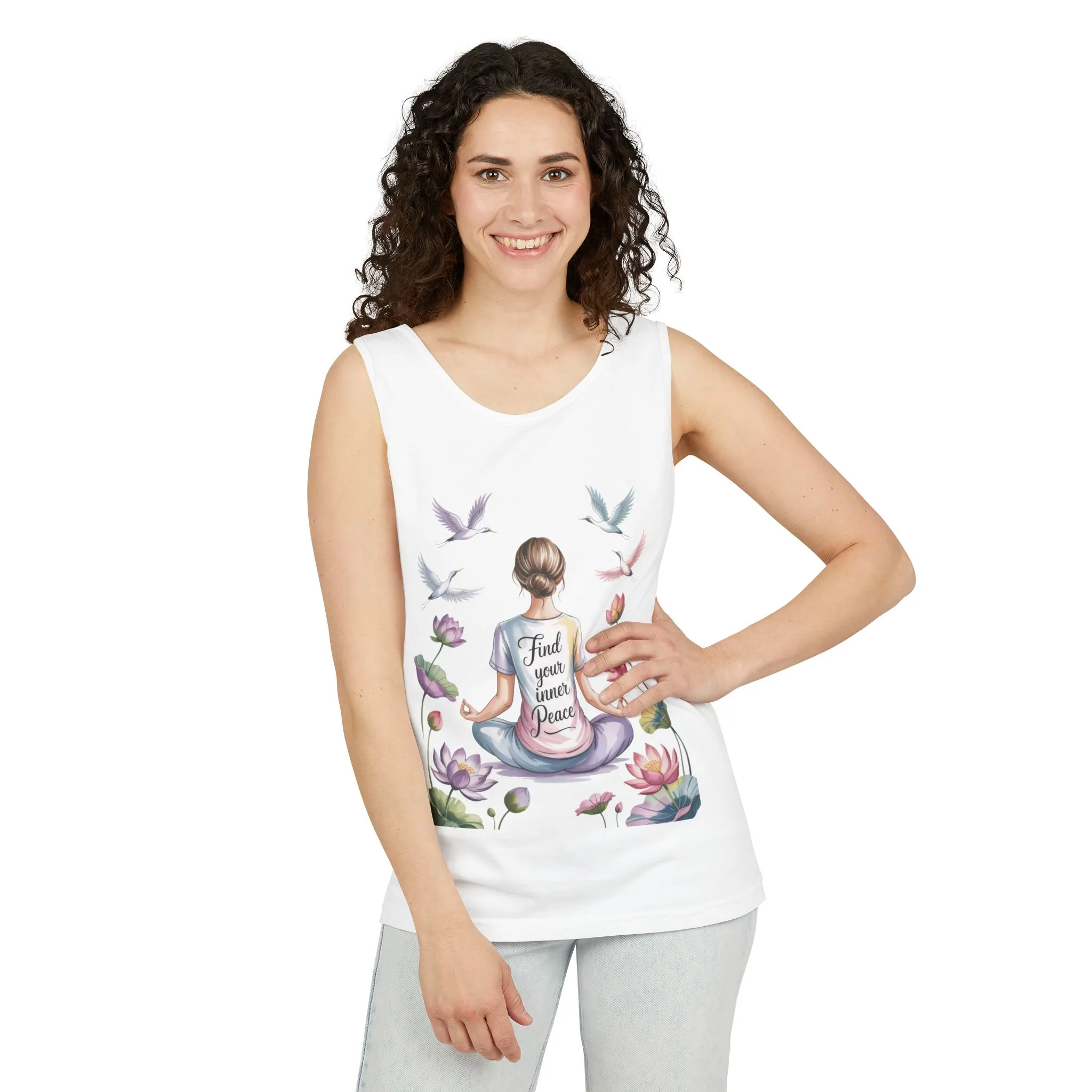 Meditation Floral Womens Tank Top, Find Your Inner Peace, Yoga Apparel, Gift for Mindfulness, Summer Relaxed Wear - Image 5