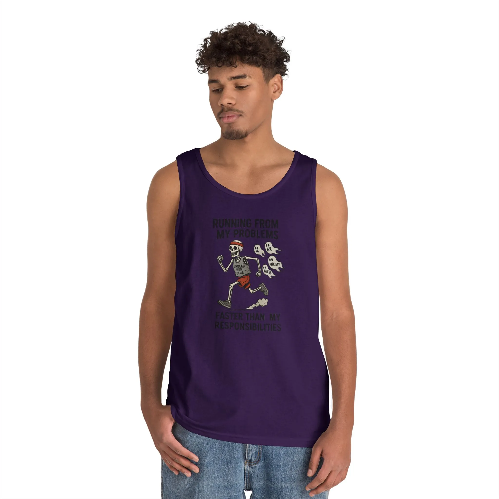 Skeleton Runner Tank for Men, Undead Jogging Club Tee, Halloween T-Shirt, Gift for Runners, Anxiety Humor Gift, Funny Graphic Tank Top - Image 12