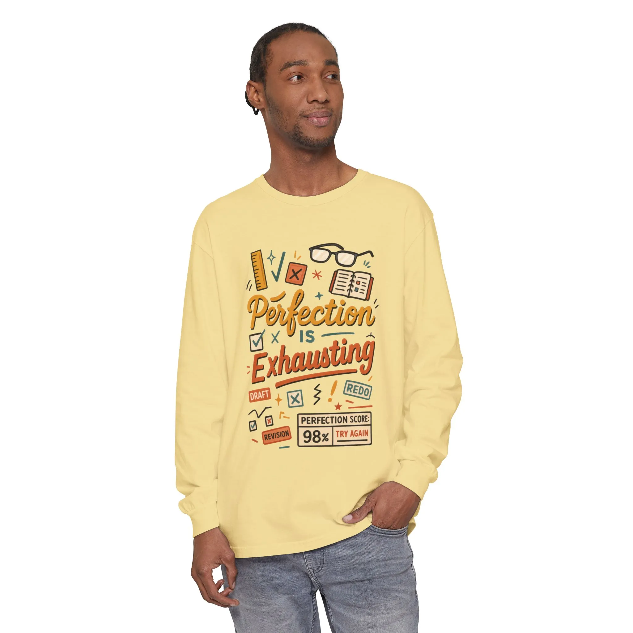 Stress Relief Long Sleeve Tee, Perfect for Perfectionists, Humorous Gift, Back-to-School, Gift for Graduates, Motivational Apparel - Image 27