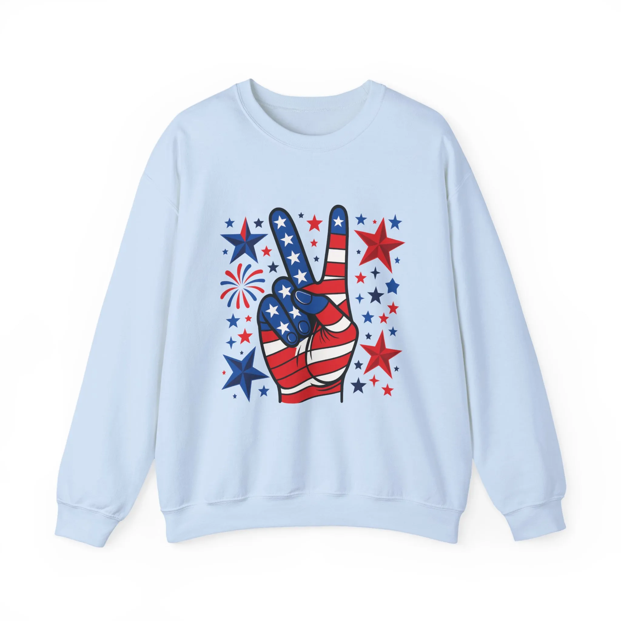 Patriotic Peace Crewneck Sweatshirt - Unisex Heavy Blend, 4th of July Clothing, Peace Sign Design, Casual Wear, Gift for Him/Her - Image 25