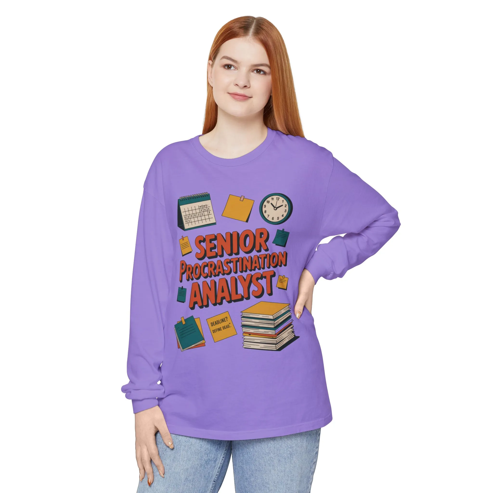 Senior Procrastination Analyst Long Sleeve Tee, Funny Work Shirt,Gift for Analysts, Office Humor, Meme Long Sleeve, Motivation Humor Apparel - Image 26