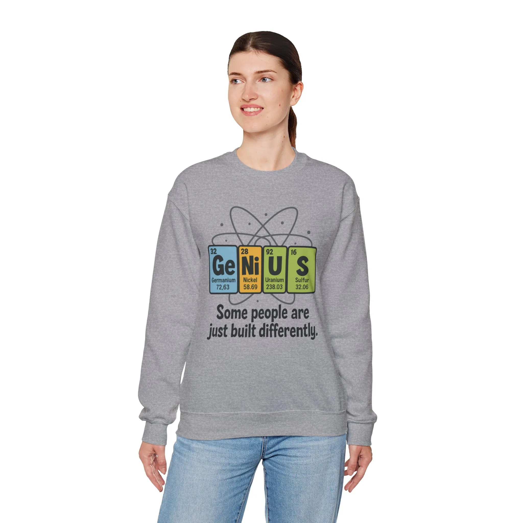 Funny Womens Science Sweatshirt, Genius Periodic Table Pullover, Nerdy Chemistry Gift for Her, Funny Gift for Nerds, Science Geek Apparel - Image 9