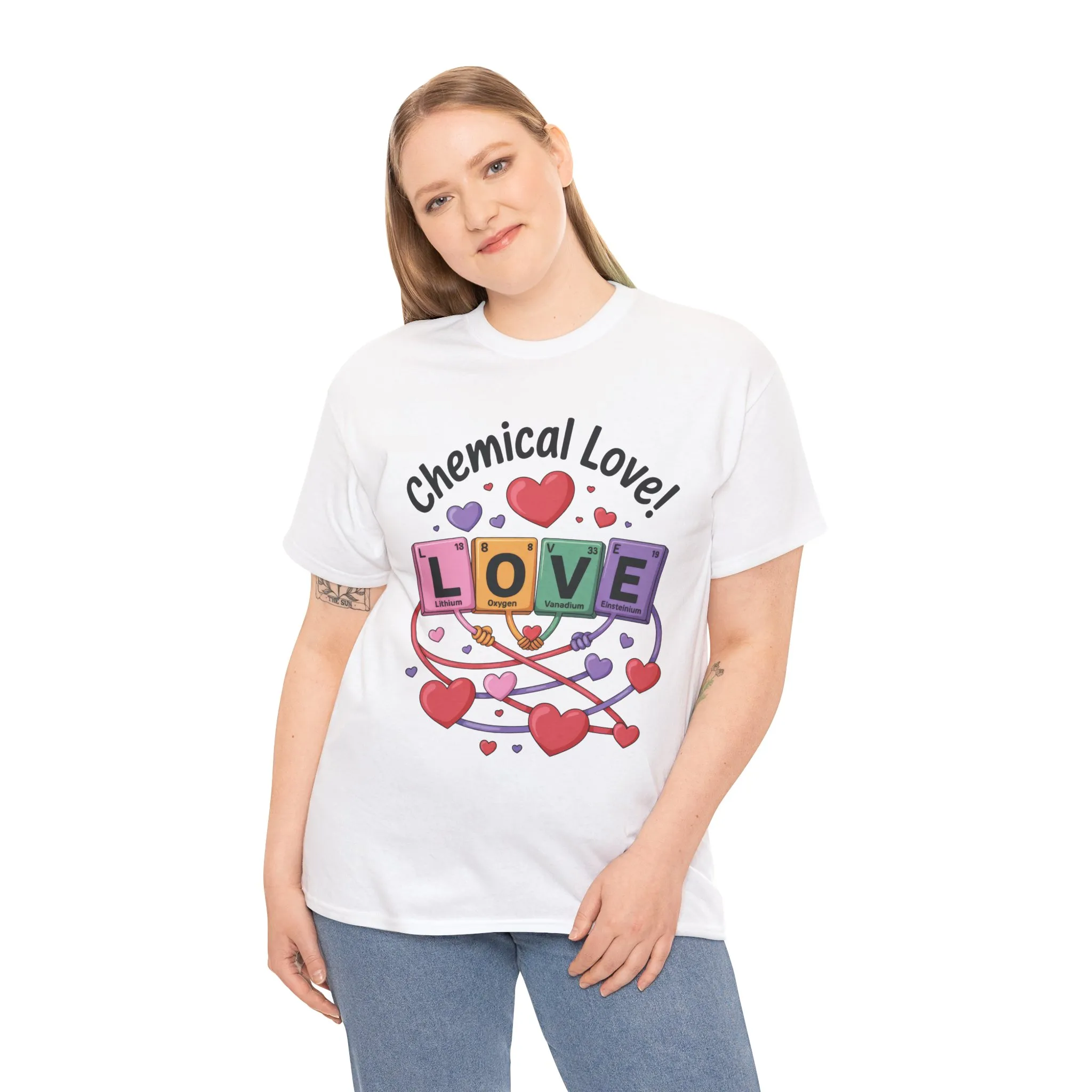 Chemical Love Unisex Heavy Cotton Tee, Cute Couple Shirt, Science Lovers Apparel, Valentines Day Top, Chemistry Lover Gift, Element Table - Image 3