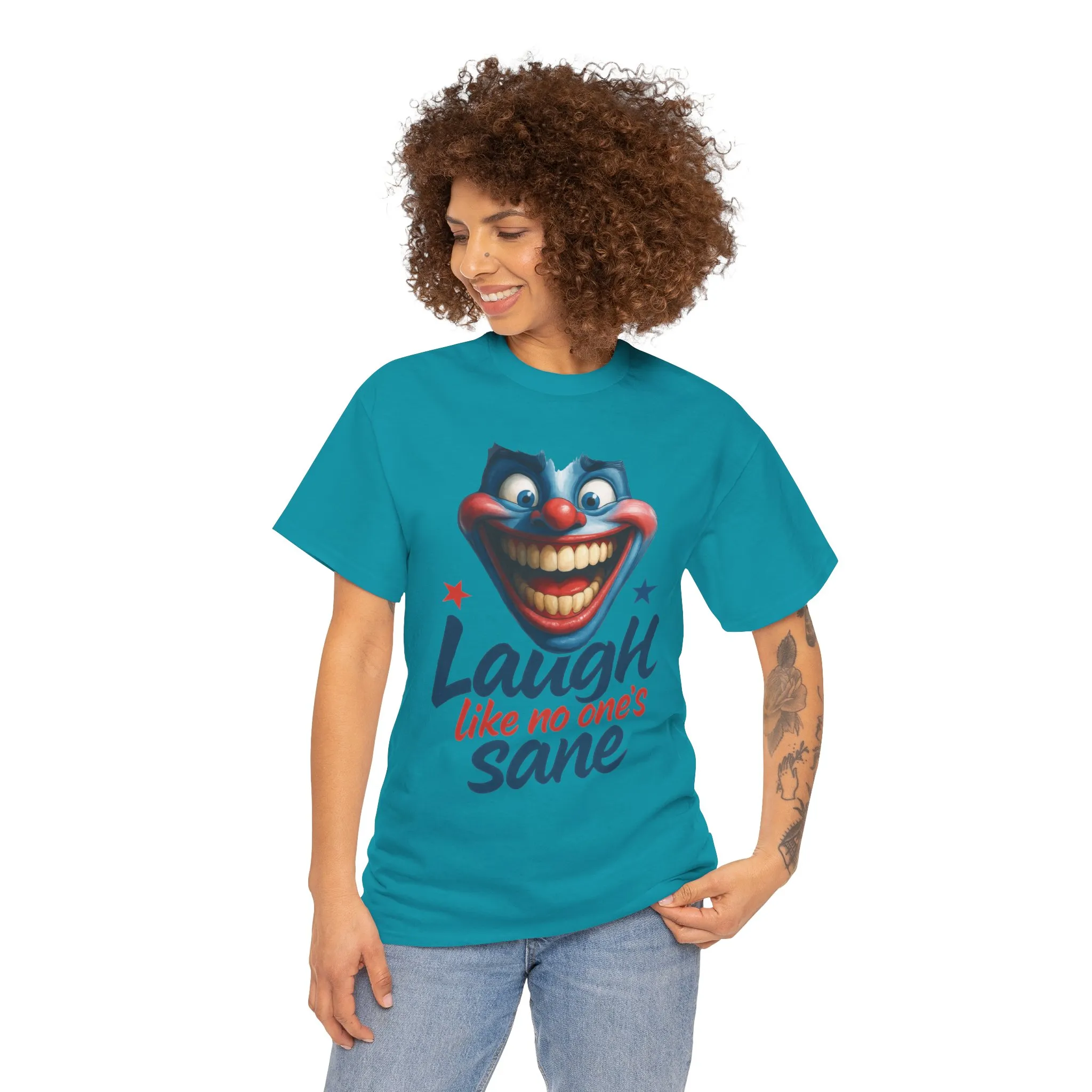 Funny Clown Face Unisex Heavy Cotton Tee, Creepy Clown Face T-Shirt, Humor T-Shirt,Clown Theme Shirt, Funny Horror Graphic Tee - Image 19