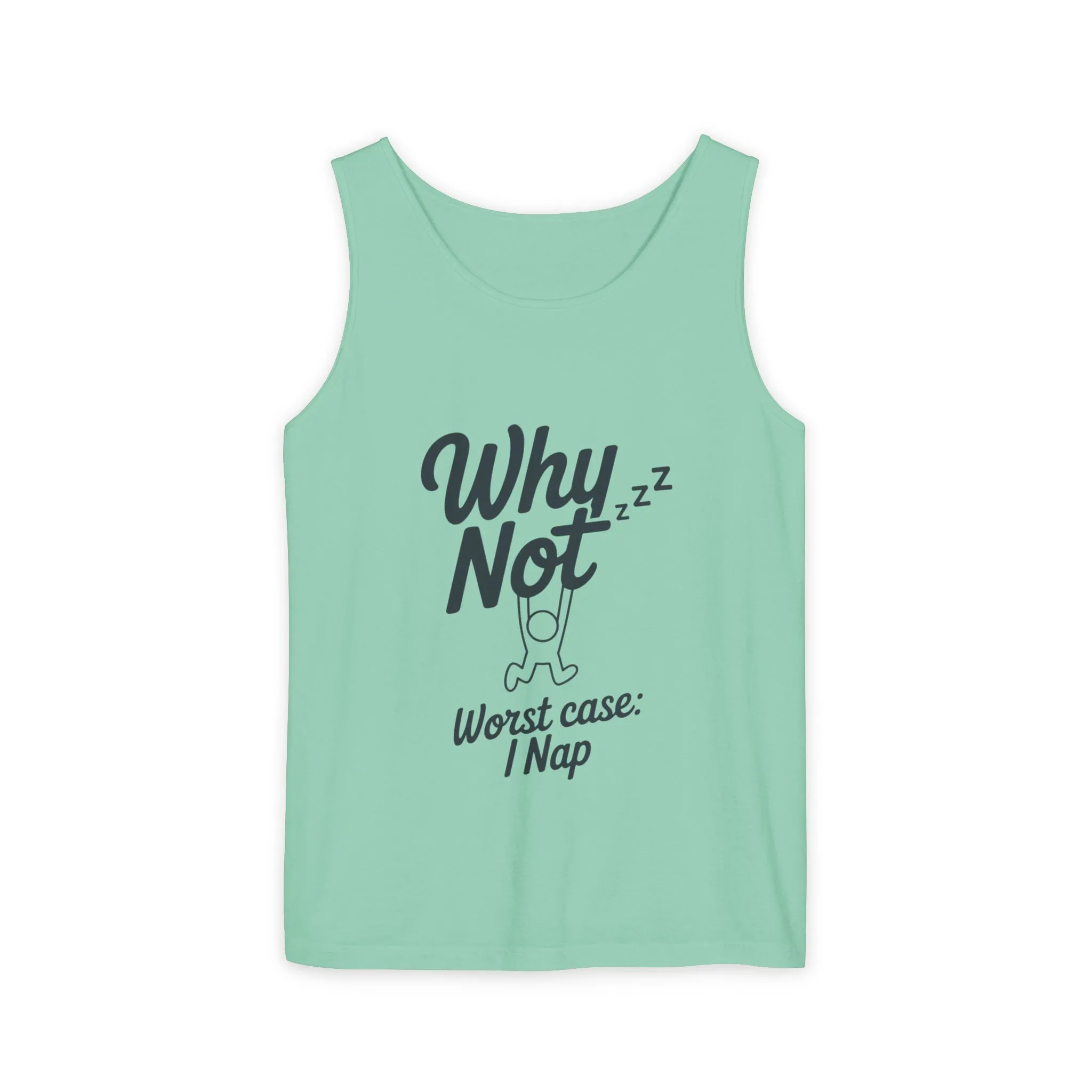 Comfy Mens Tank Top - Why Not? | Perfect for Relaxing, Gift for Nappers, Summer Wear, Vacation Apparel, Hilarious Lounge Top - Image 9
