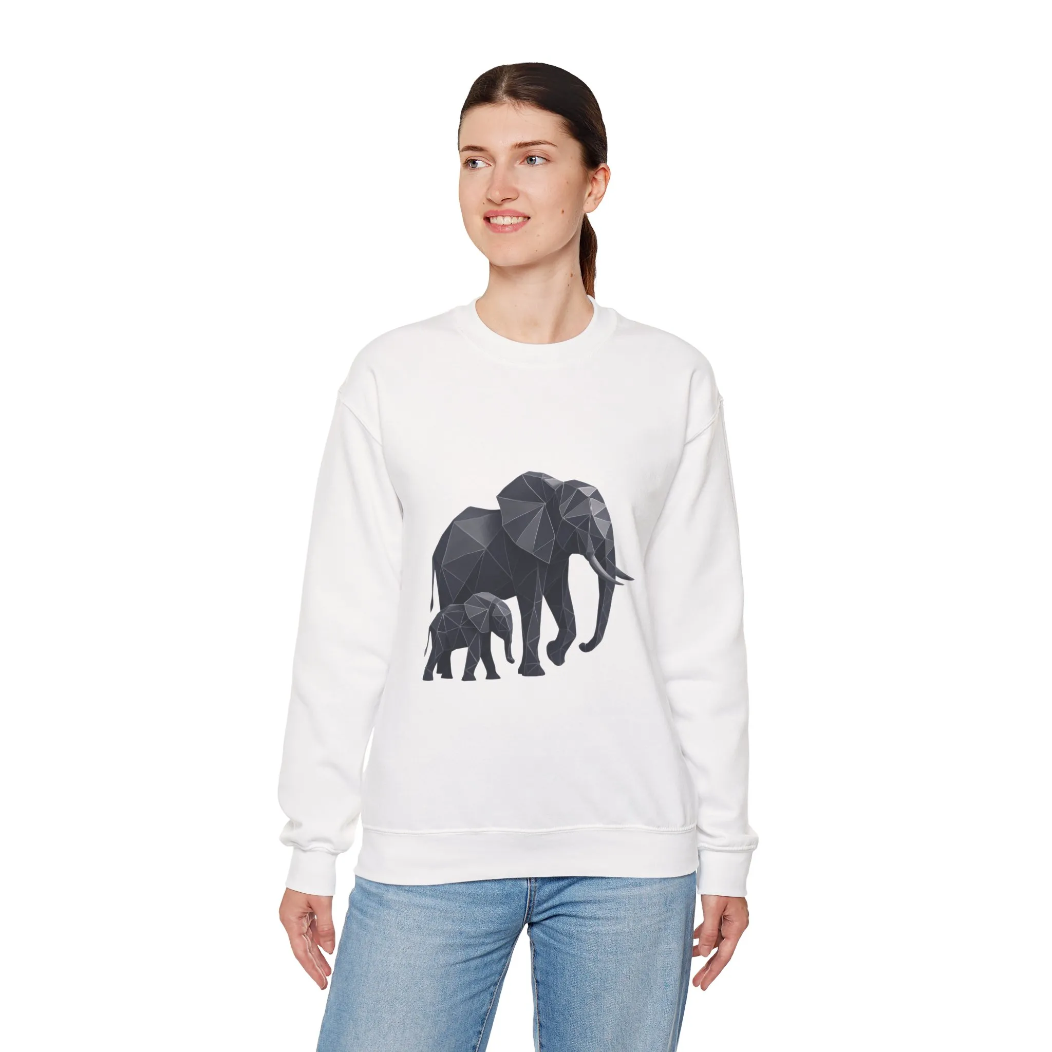 Geometric Elephant Sweatshirt, Cozy Unisex Crewneck, Animal Lover Gift, Nature Inspired Apparel, Eco-Friendly Fashion, Gift for Her - Image 30