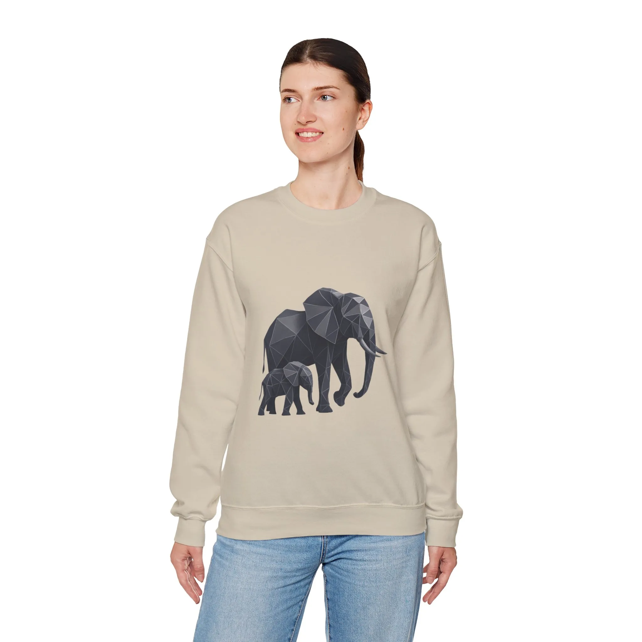 Geometric Elephant Sweatshirt, Cozy Unisex Crewneck, Animal Lover Gift, Nature Inspired Apparel, Eco-Friendly Fashion, Gift for Her - Image 9