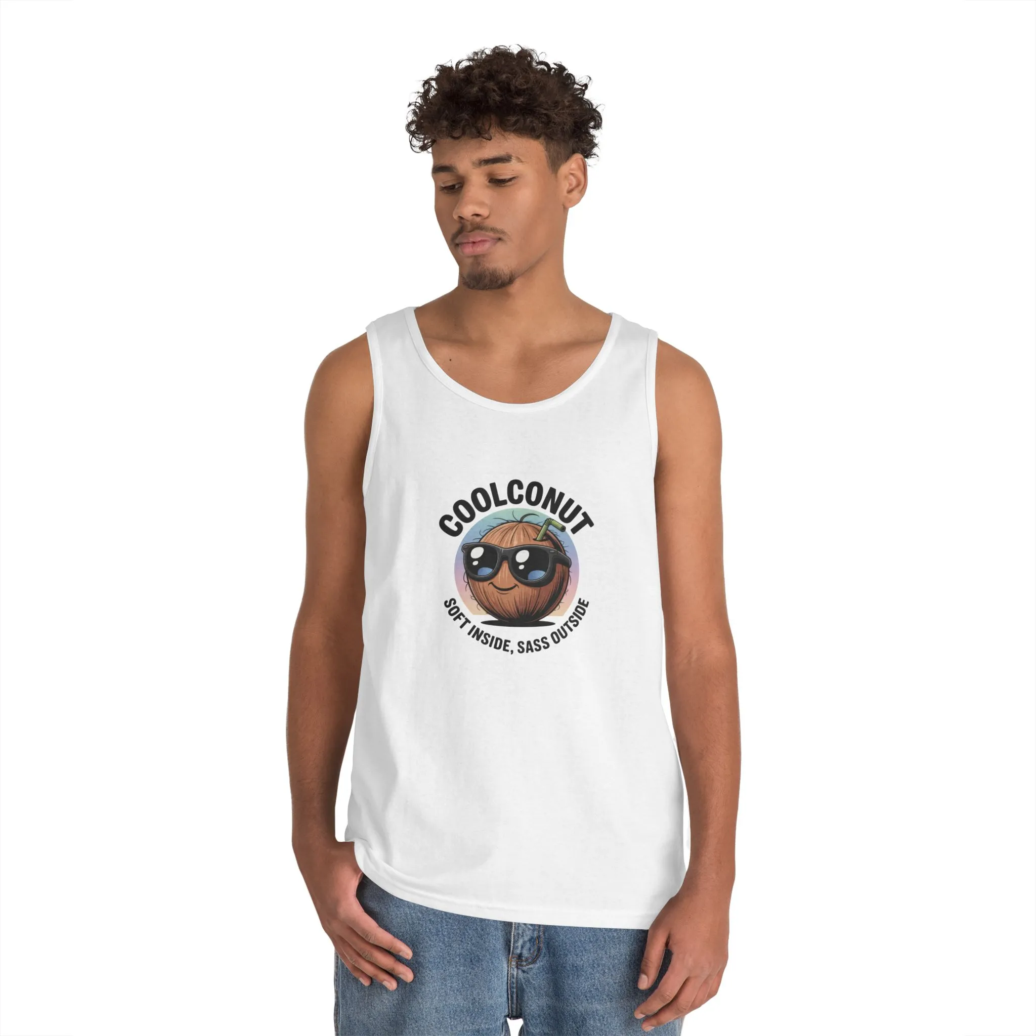Coolconut Unisex Heavy Cotton Tank Top - Fun Summer Tee, Cute Beach Outfit, Vacation Wear, Gift for Him or Her, Trendy Summer Apparel - Image 6