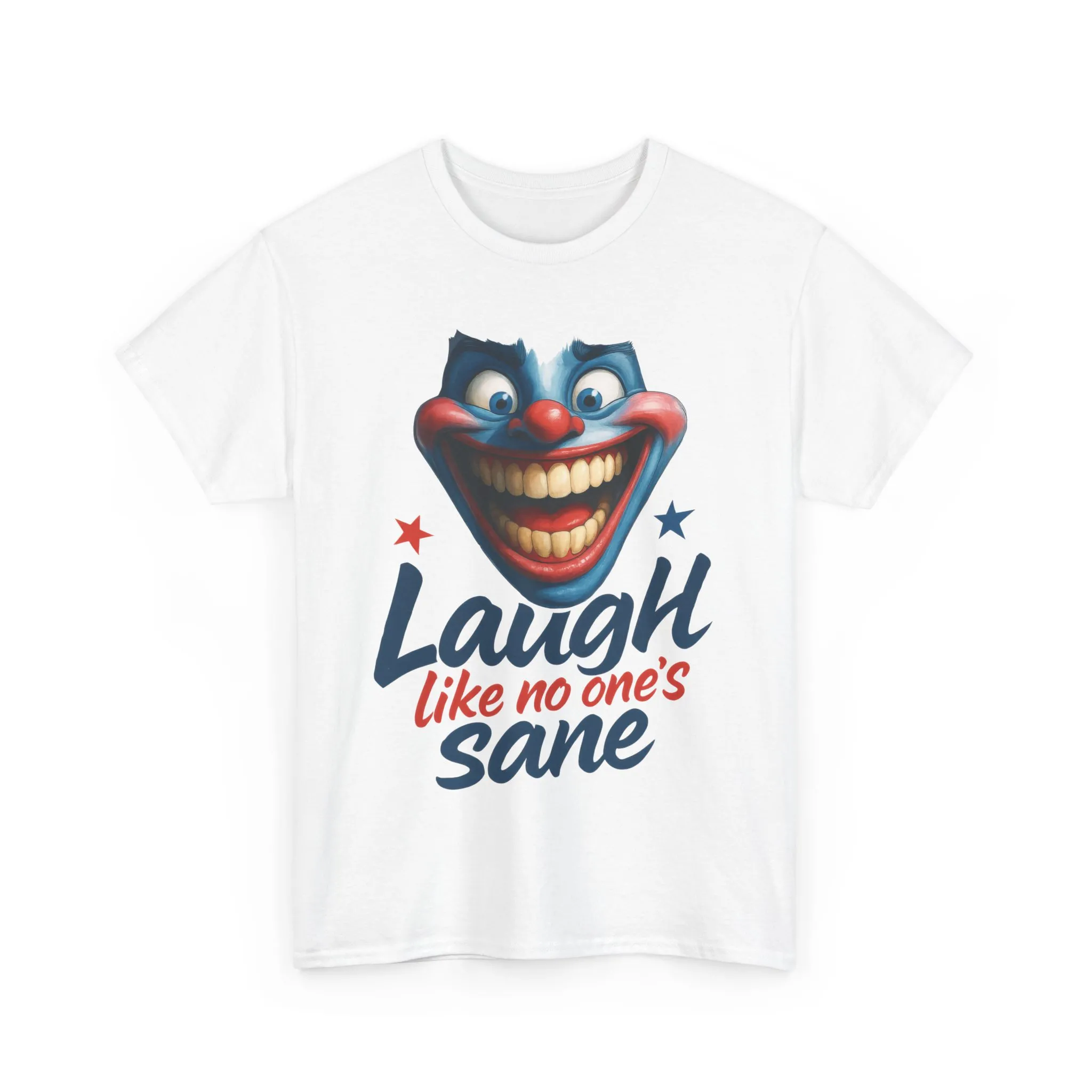 Funny Clown Face Unisex Heavy Cotton Tee, Creepy Clown Face T-Shirt, Humor T-Shirt,Clown Theme Shirt, Funny Horror Graphic Tee - Image 5