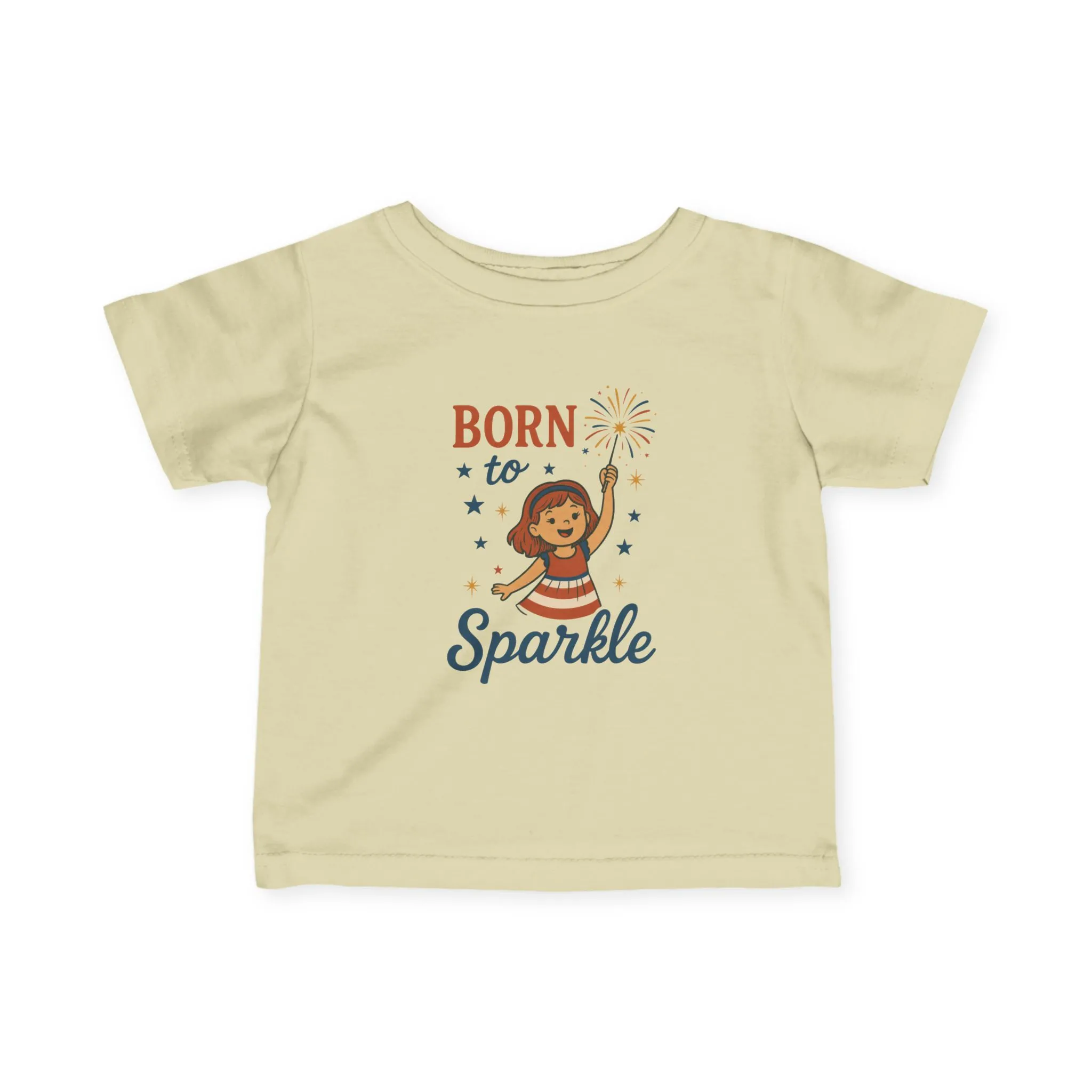 4th of July Baby Girl Tee, Born to Sparkle, Patriotic Toddler Tee, Independence Day Outfit for Girls - Image 17