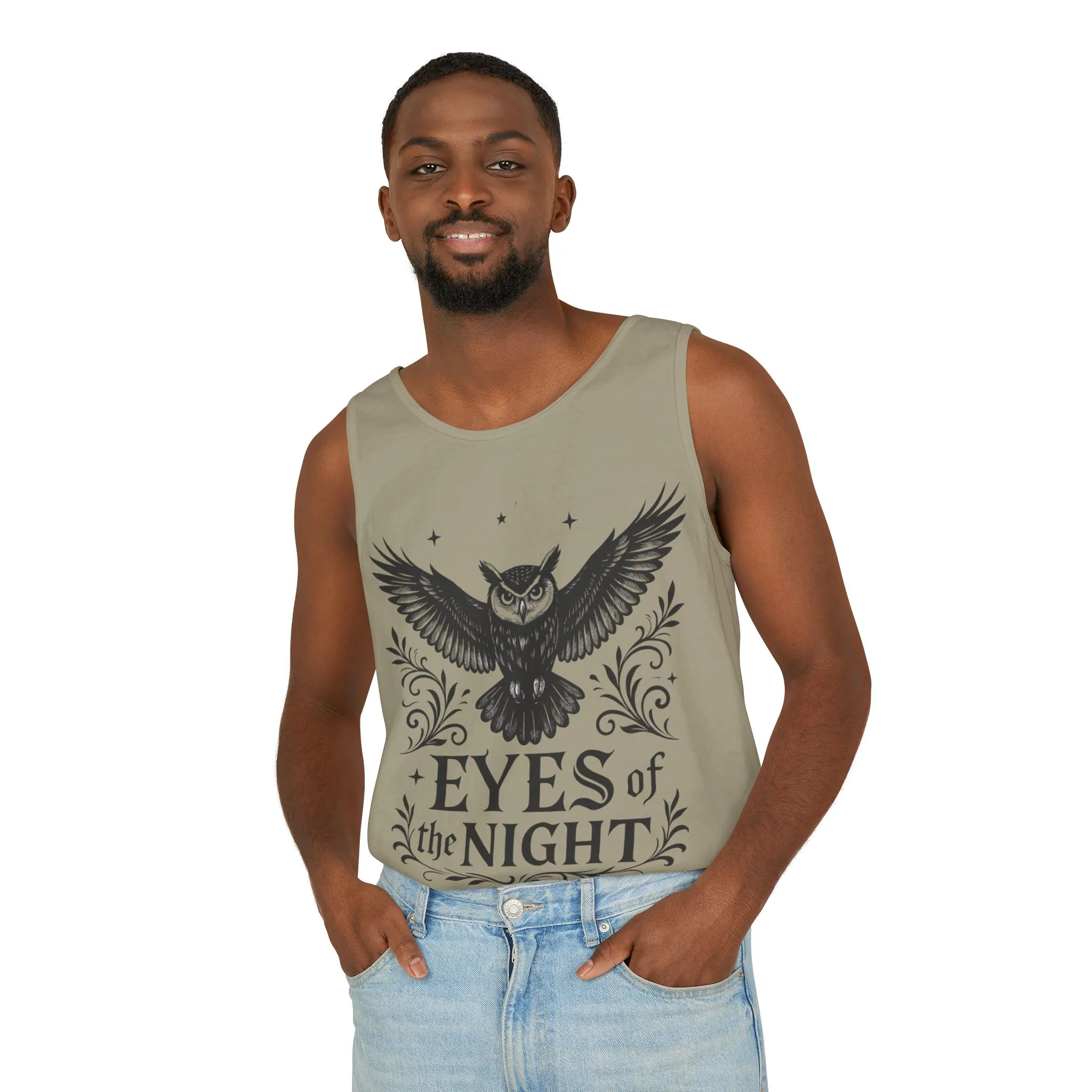 Eyes of the Night Owl Tank Top, Mens Summer Wear, Boho Aesthetic, Festival Outfit, Nature Lover Gift, Halloween Apparel - Image 12