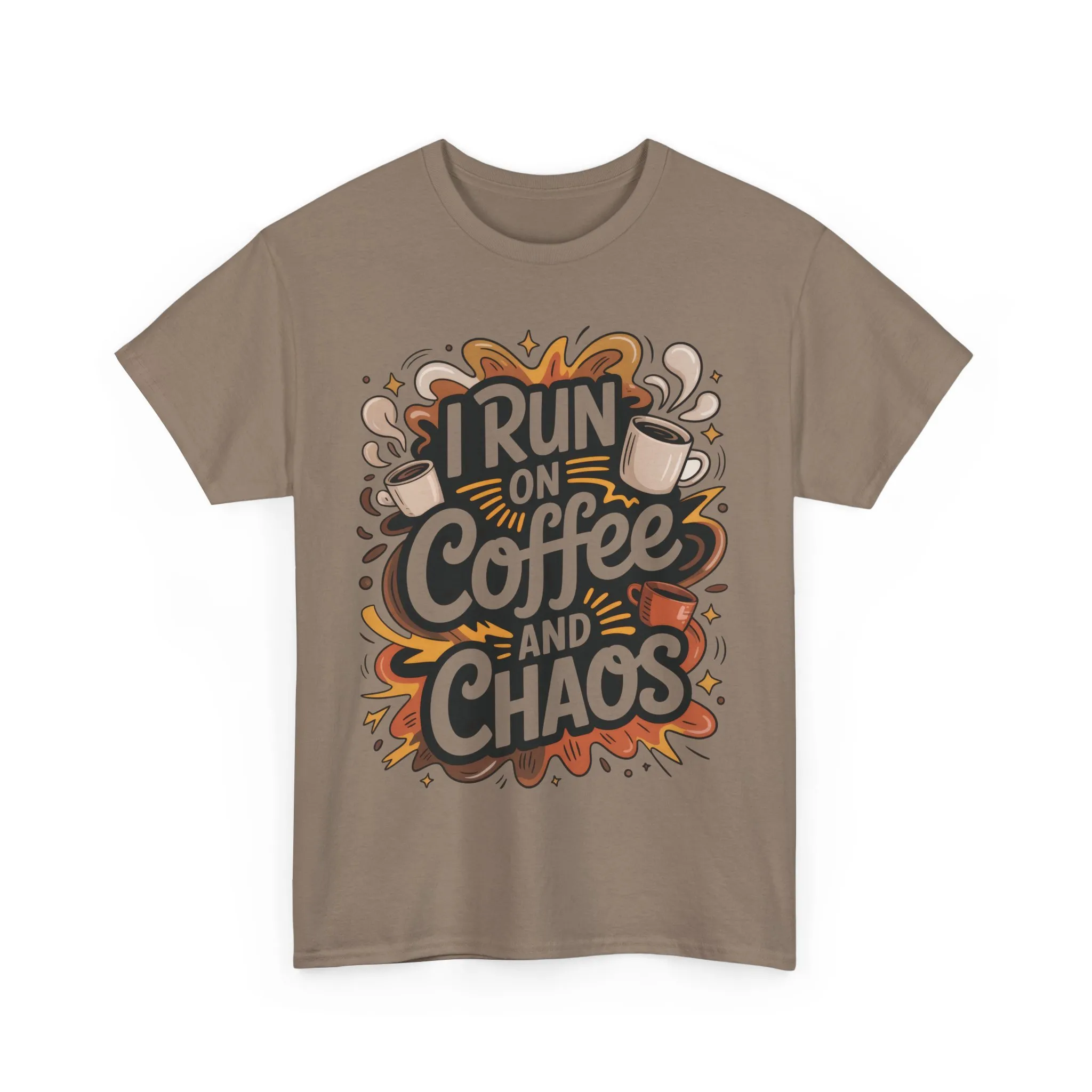 Funny Mens Coffee T-Shirt, I Run on Coffee and Chaos, Caffeinated Chaos Tee for Him, Perfect for Coffee Lovers, , Humor Tee - Image 7