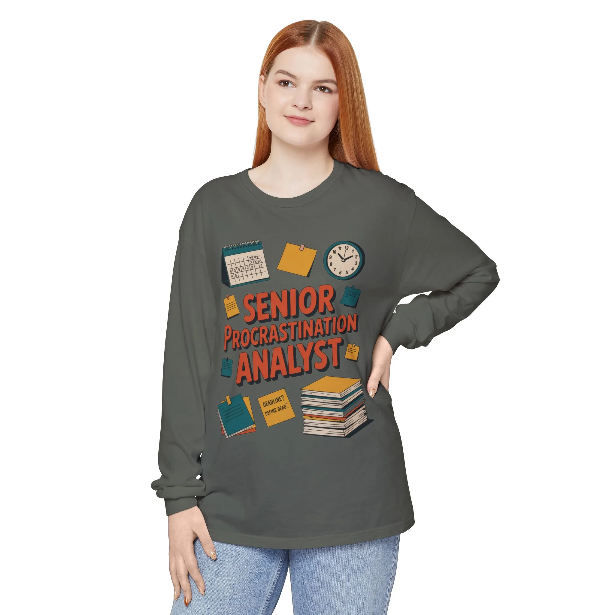 Senior Procrastination Analyst Long Sleeve Tee, Funny Work Shirt,Gift for Analysts, Office Humor, Meme Long Sleeve, Motivation Humor Apparel - Image 12