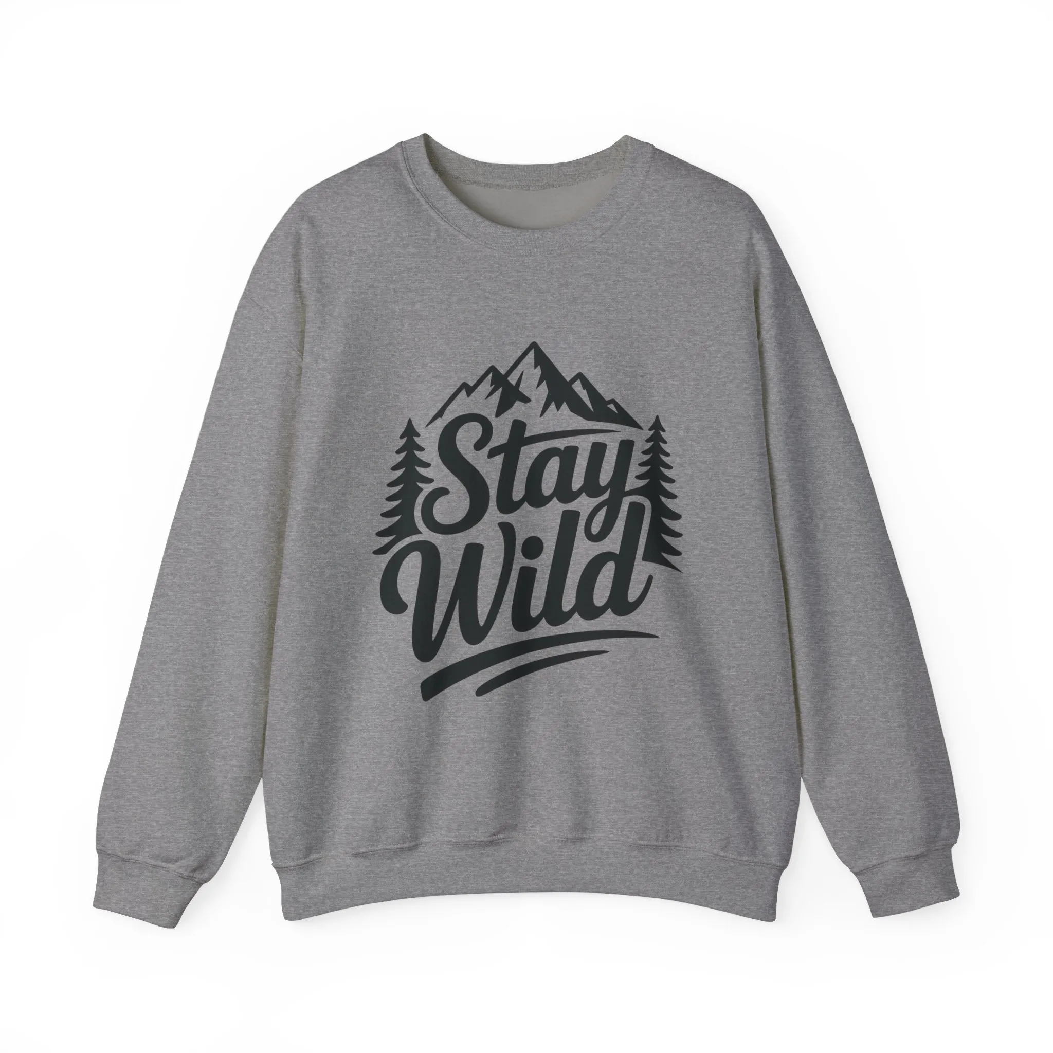 Stay Wild Unisex Crewneck Sweatshirt, Cozy Casual Wear for Adventurers, for Nature Lovers, Mountain Nature Unisex Crewneck Sweatshirt - Image 2