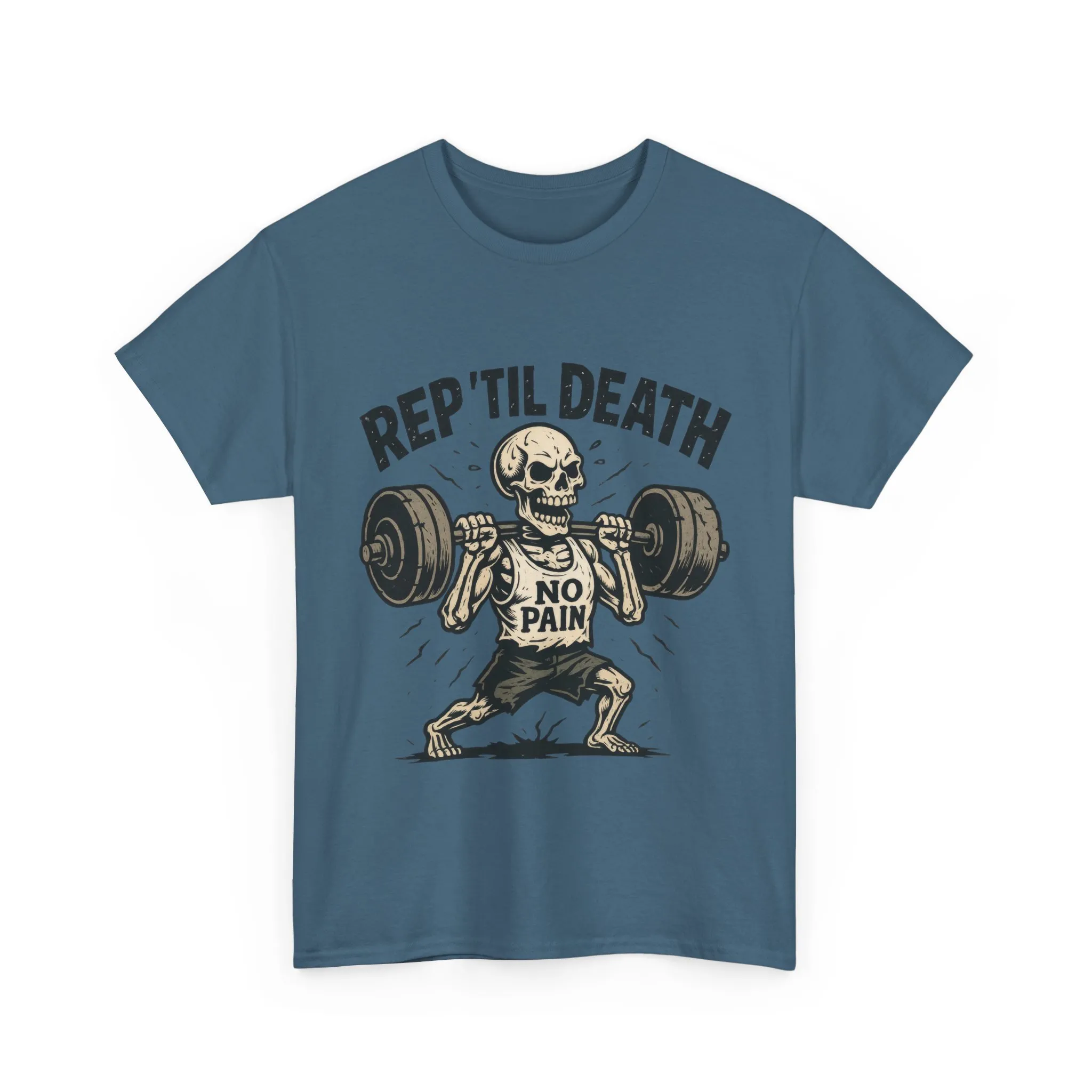 Mens Hardcore Fitness Shirt, No Pain Skeleton Workout Tee, Shirt for Fitness Lovers, Humor Gift for Bodybuilders, Rep Til Death Workout Tee - Image 14