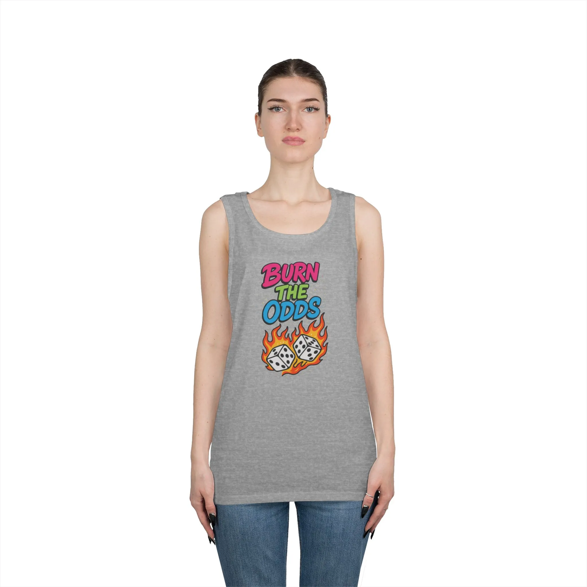 Burn the Odds Tank Top, Casual Summer Wear, Gaming Gift, Dice Design Tee, Gift for Gamers, Funny Tank, Perfect for Parties - Image 8