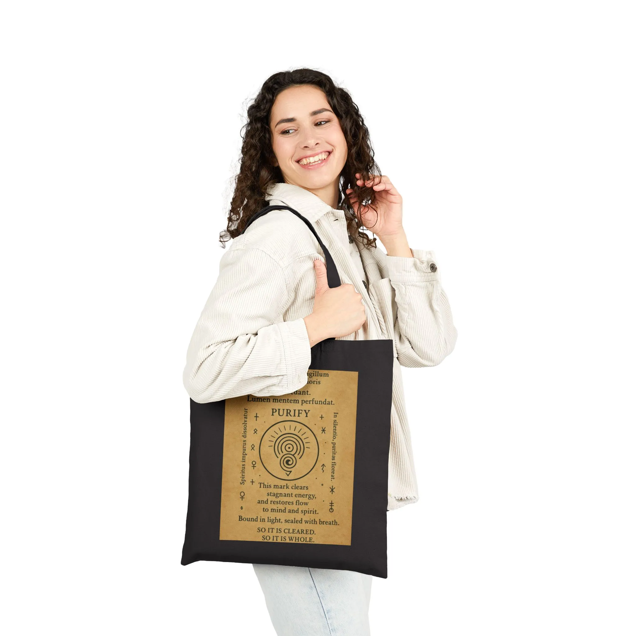 Sigil of Inner Purity Tote Bag, Energy Cleansing Symbol, Mystic Spiral Bag, Witchy Mind Spirit Alignment Charm, Spiritual Purification Tote - Image 9