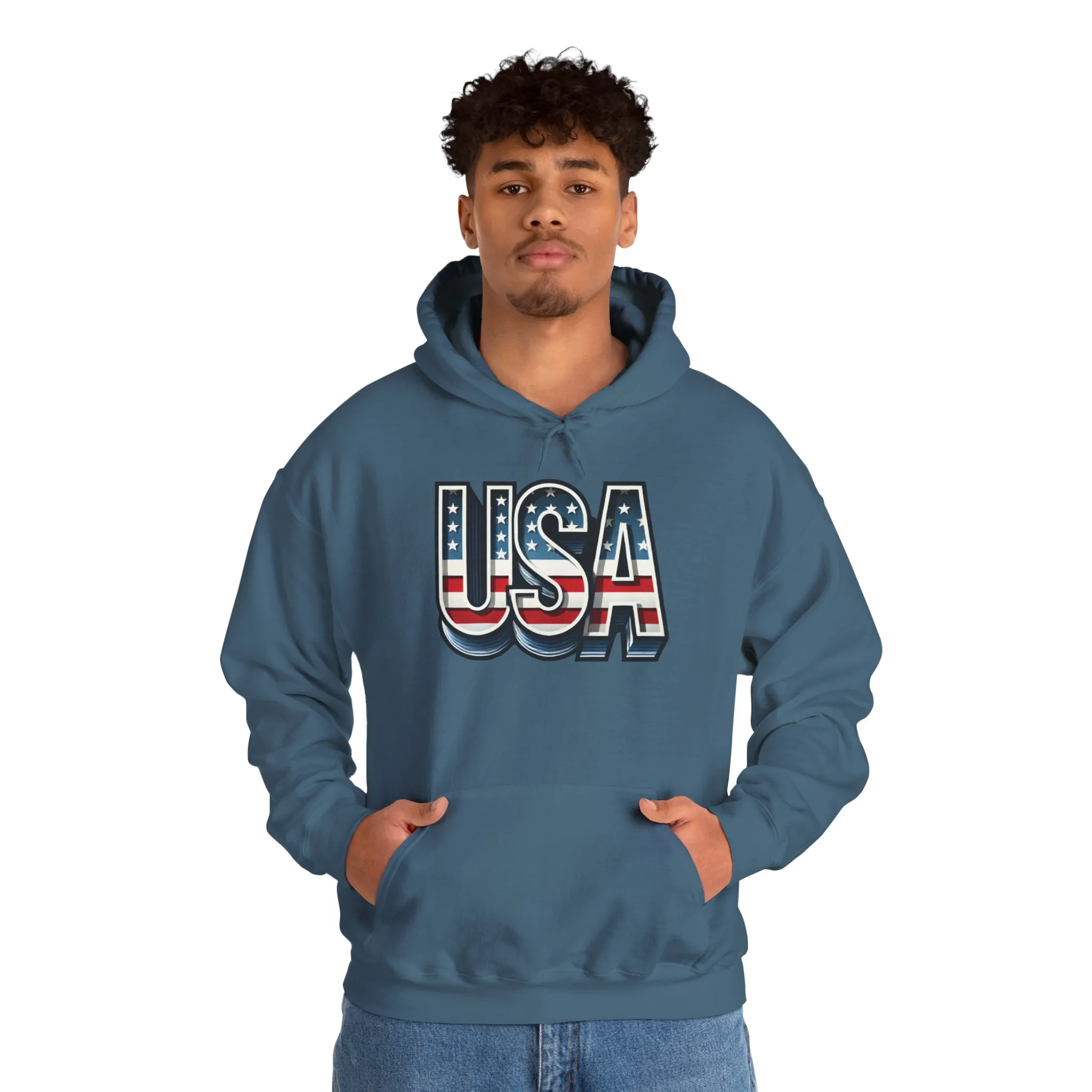 USA Flag Unisex Hoodie, Patriotic Sweatshirt, Independence Day Gift, American Pride Apparel, Casual Layering - Image 6