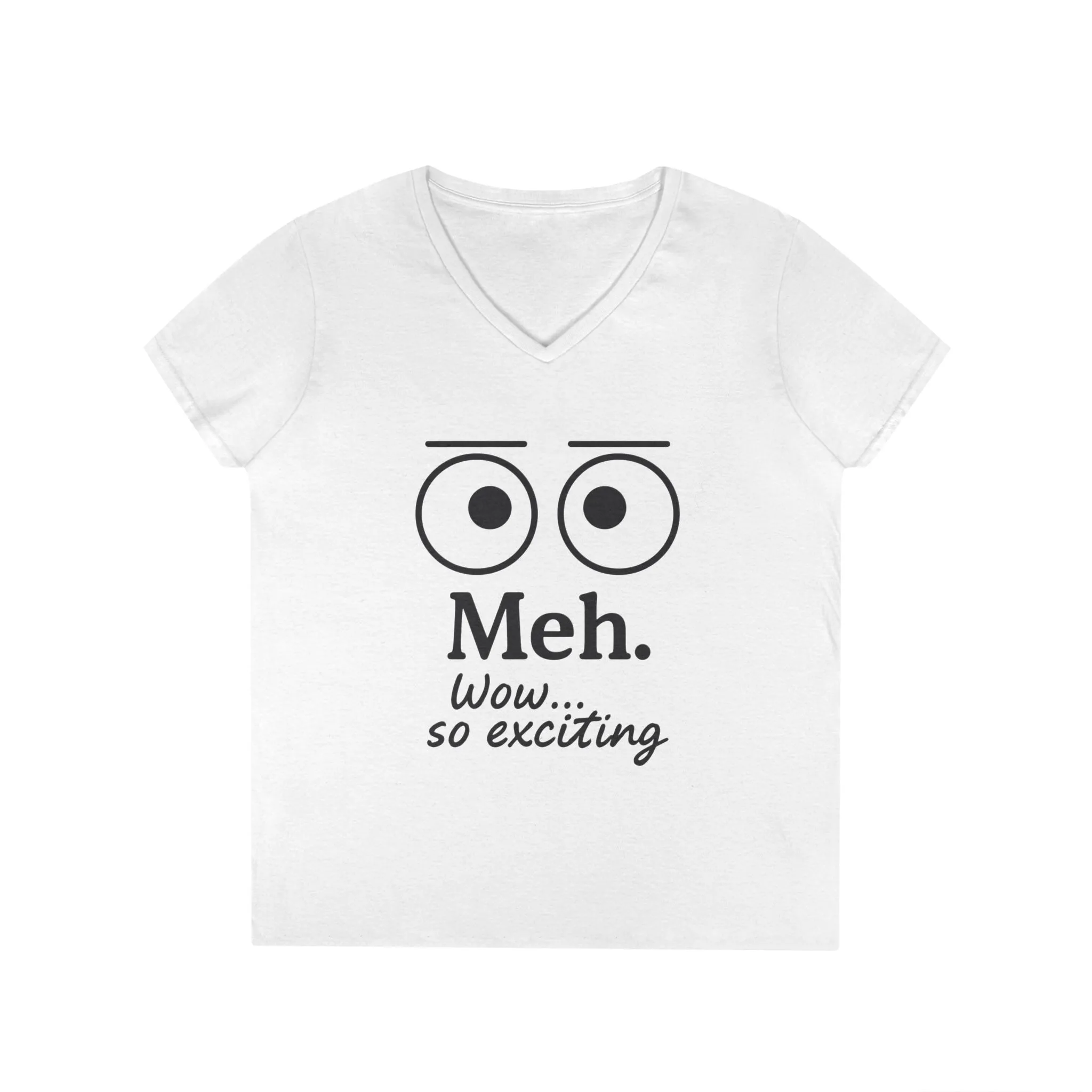 Funny Ladies' V-Neck T-Shirt - "Meh." Graphic, Casual Humor Tee, Gift for Her, Everyday Wear, Cute Top - Image 4