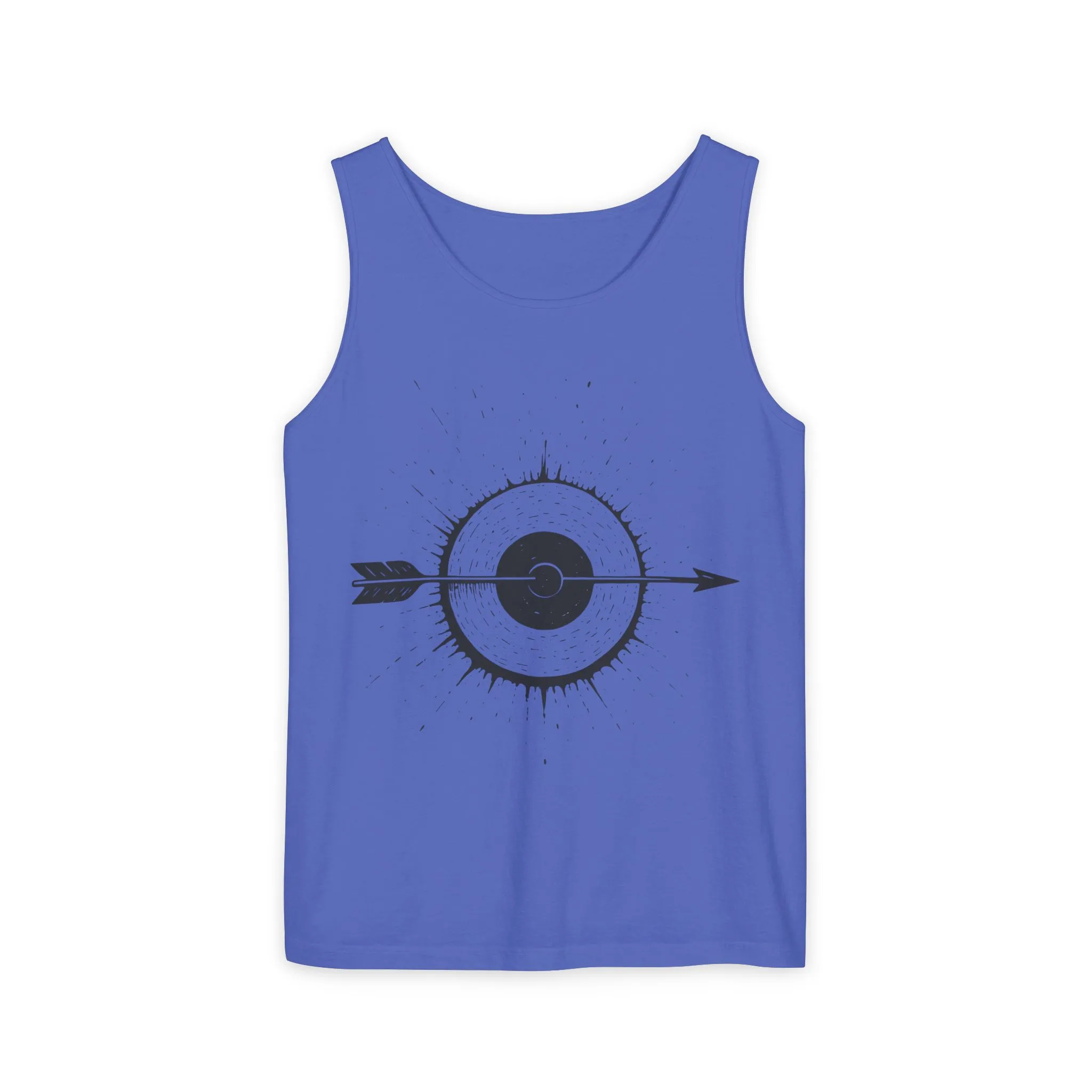 Mens Garment-Dyed Tank Top with Target Arrow Design, Casual Wear, Summer Essentials, Gym Wear, Gifts for Archery Lovers - Image 31