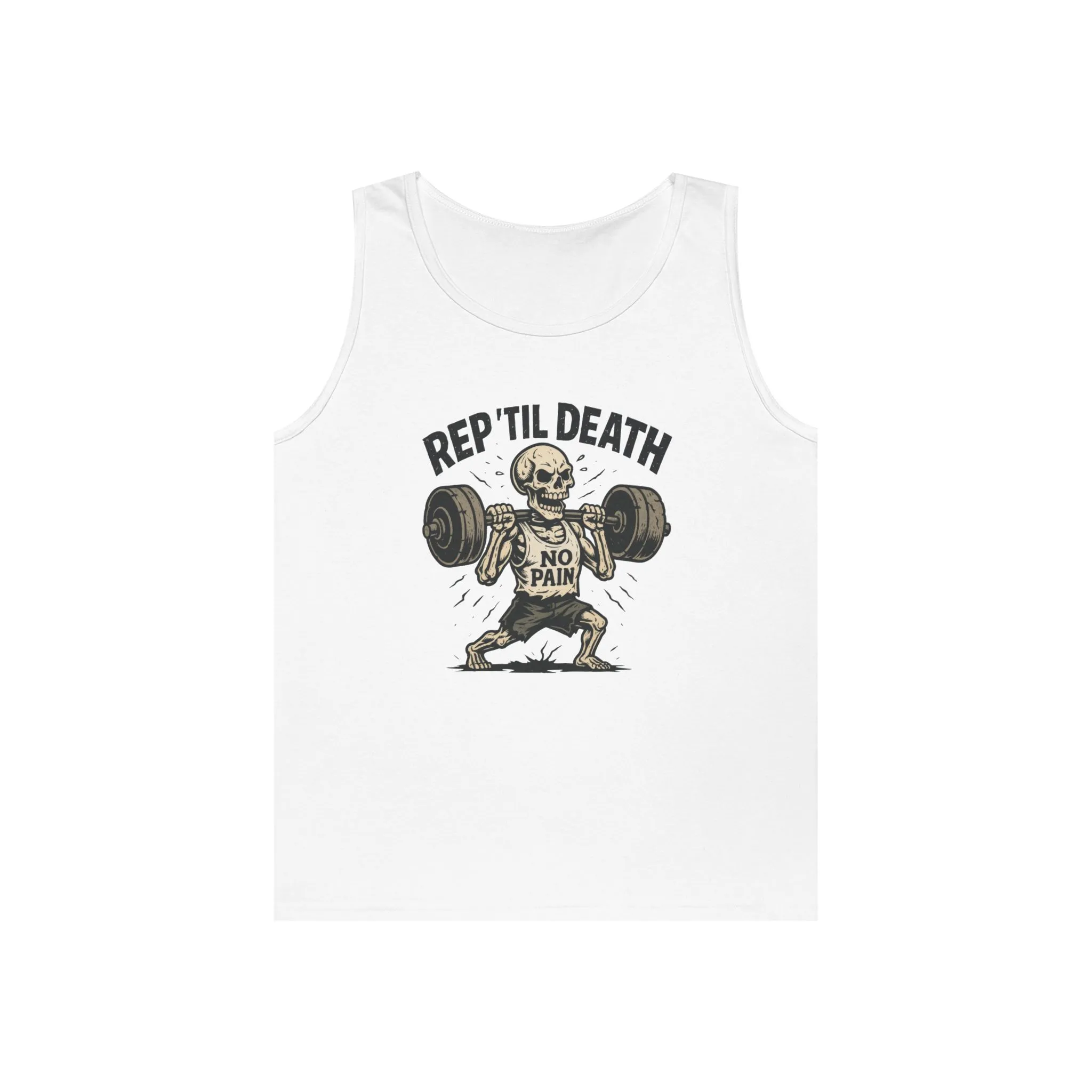 Men's Fitness Apparel Tank, No Pain Lifting Shirt, Skeleton Gym Workout Tee, Funny Hardcore Fitness, Gift for Fitness Enthusiasts - Image 4